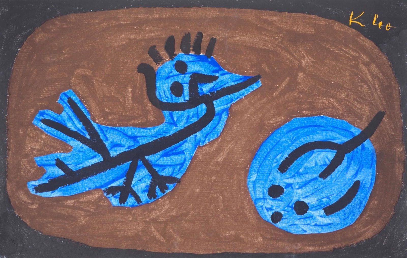 Paul Klee, Blau-Vogel-Kurbis, 12 aquarelles, Limited Edition Lithograph and Pochoir, 1964: Lithograph and pochoir on velin de Rives paper. Signed in the plate and unnumbered, as issued. Paper Size: 14.96 x 19.69 inches. Condition: Very good/excellent, consistent with age. Notes: From the