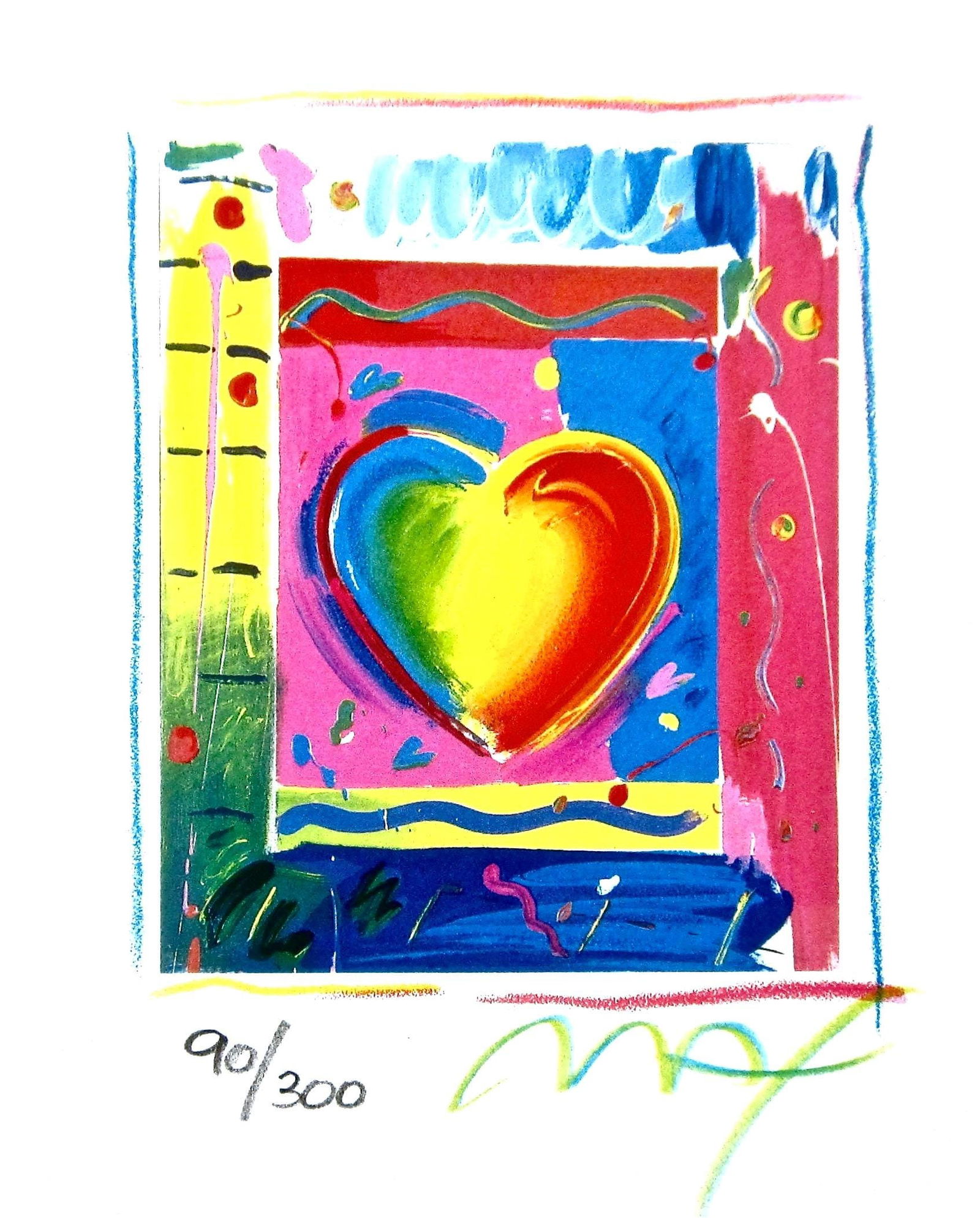 Peter Max, Heart Series III, Hand Signed, Official Limited Edition Lithograph (1 of 1)