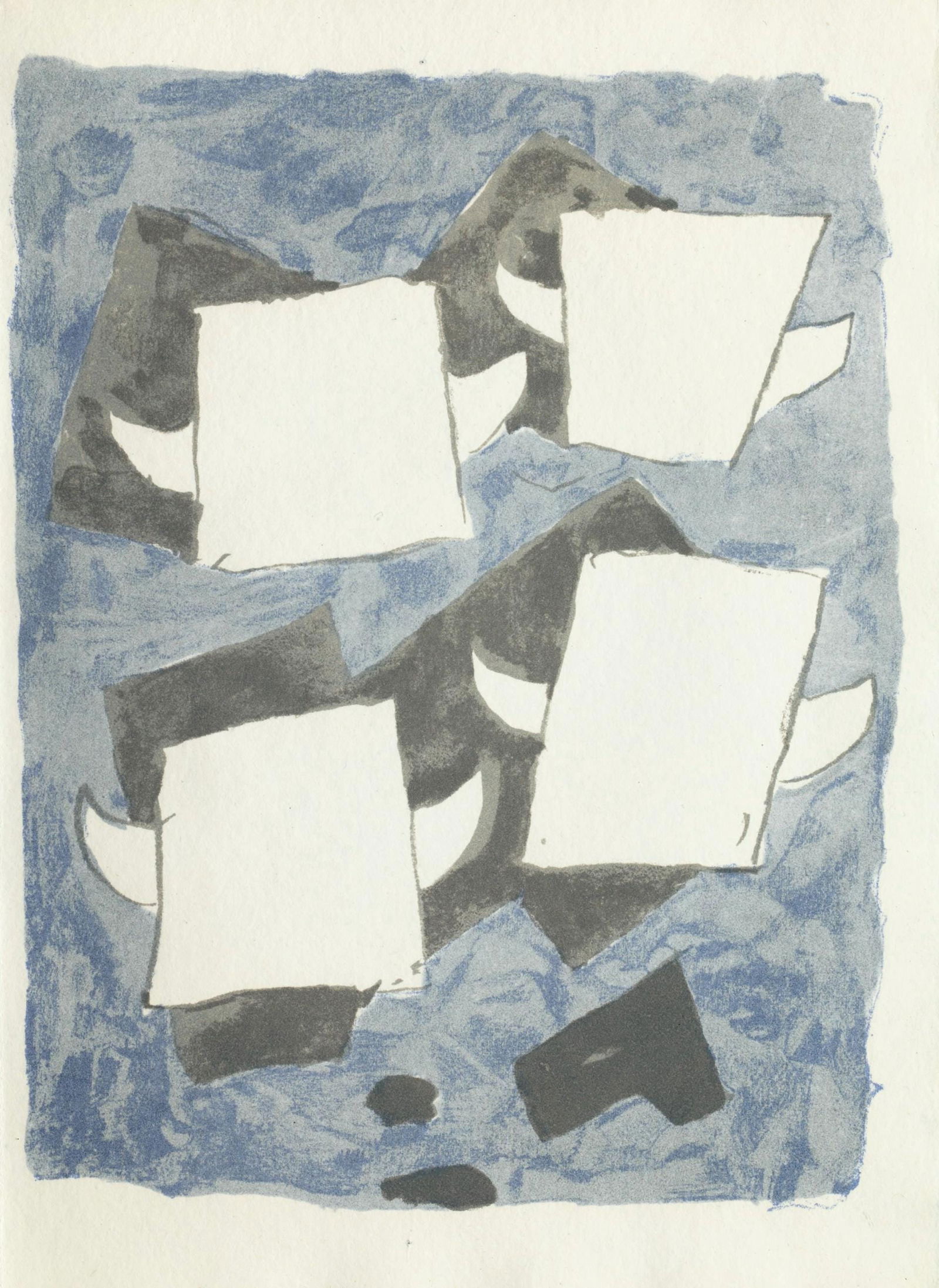 Georges Braque, Composition (Vallier 153), Le Tir a l'arc mis en lumiere par Georges Braque, Limited: Lithograph on velin pur Chiffon Moulin a papier Richard de Bas paper. Paper size: 9 x 6.5 inches. Excellent condition. Inscription: unsigned and unnumbered, as issued. Notes: from the folio, Le Tir a