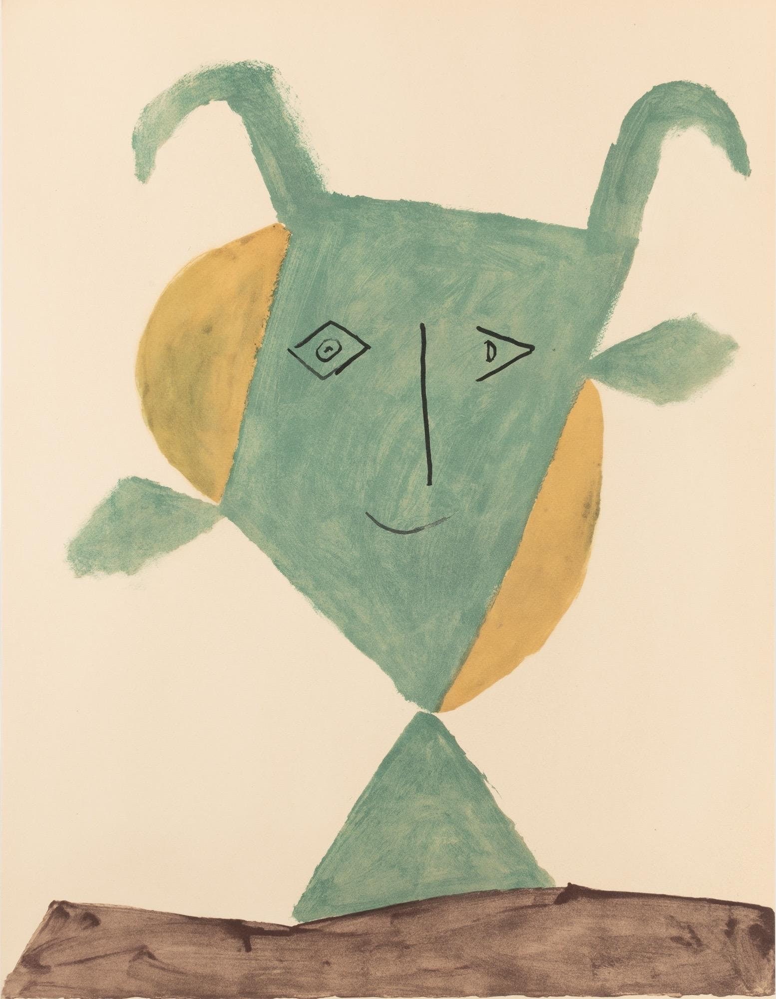 Pablo Picasso, Composition, Faunes et Flore d'Antibes, Limited Edition Lithograph: Lithograph and stencil on velin pur chiffon d'Arches paper. Paper size: 25.98 x 20.079 inches. Excellent condition. Inscription: Unsigned and unnumbered, as issued. Notes: From the folio, Faunes et Fl