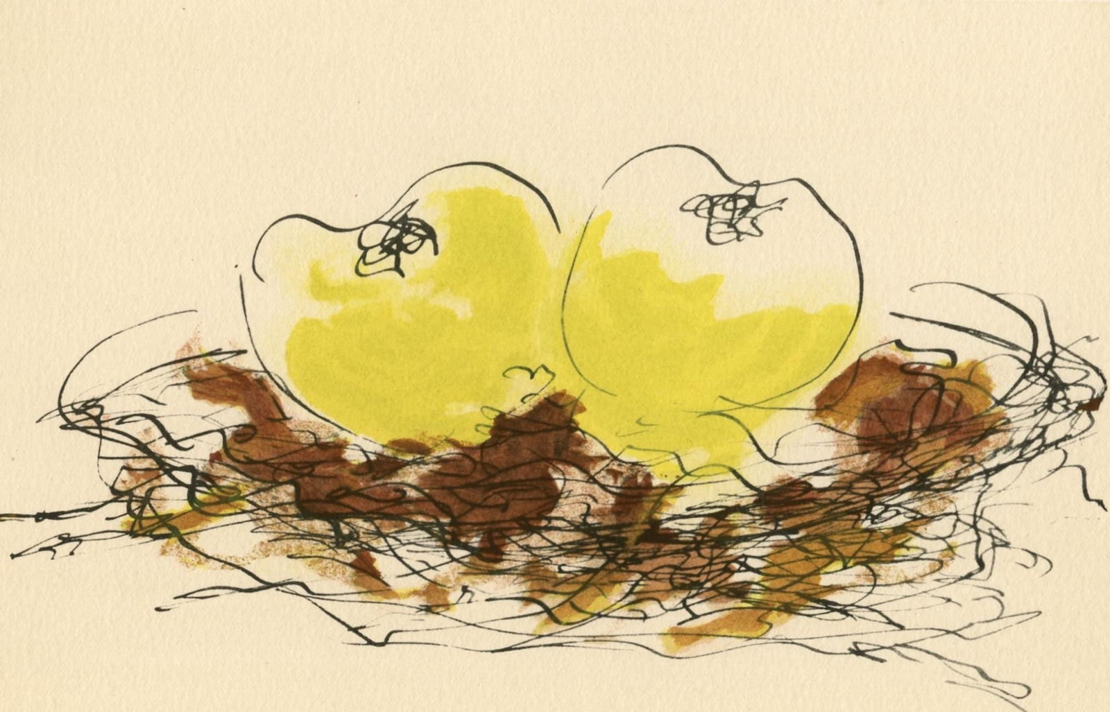 Georges Braque, Pommes, Georges Braque, Le Solitaire, XXe siecle, Limited Edition Lithograph: Lithograph, stencil on velin d'Arches paper. Paper Size: 7.25 x 9.375 inches. Inscription: Unsigned and unnumbered, as issued. Condition: Very good/excellent, consistent with age. Notes: From the albu