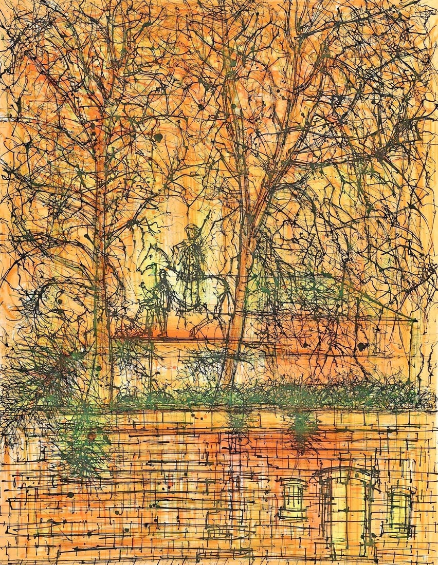 Jean Carzou, Homme a cheval, Regards sur Paris, Limited Edition Lithograph: Lithograph on velin d'Arches paper. Paper size: 15.5 x 12 inches. Excellent condition. Inscription: unsigned and unnumbered, as issued. Notes: from the folio, Regards sur Paris, 1962. Published by And