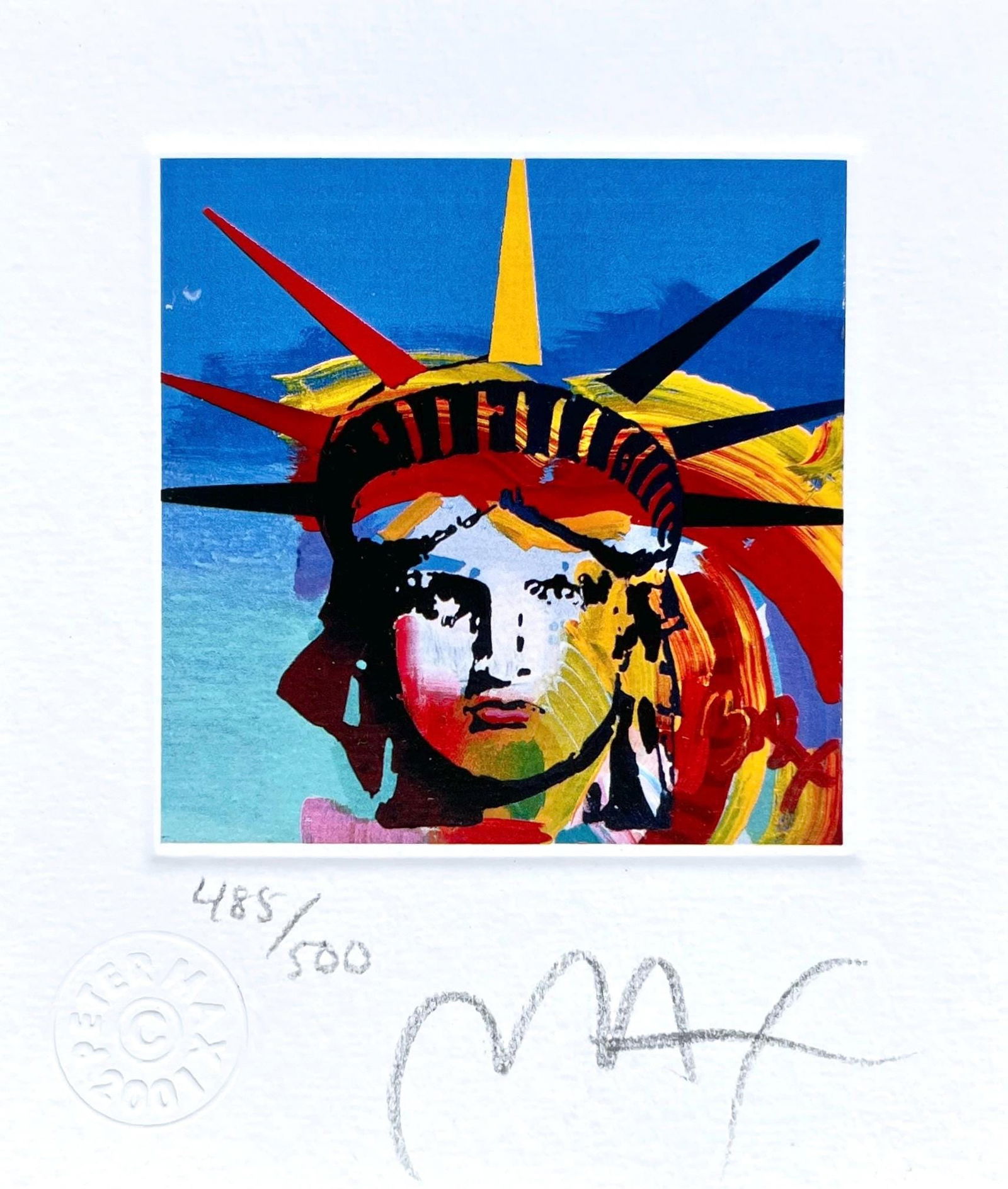 Peter Max, Liberty Head III, Hand Signed, Official Limited Edition Lithograph (1 of 1)
