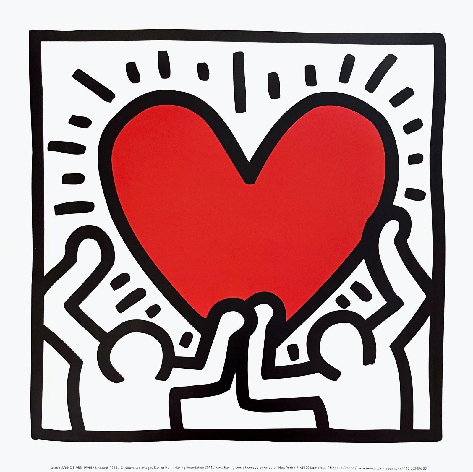 Keith Haring, Untitled 1988, Official Edition Offset Lithograph: Offset lithograph on semi-gloss archival paper. Paper Size: 11.75 x 11.75 inches. Inscription: Unsigned and unnumbered, as issued. Condition: Excellent. Notes: Licensed by Artestar, New York, in colla