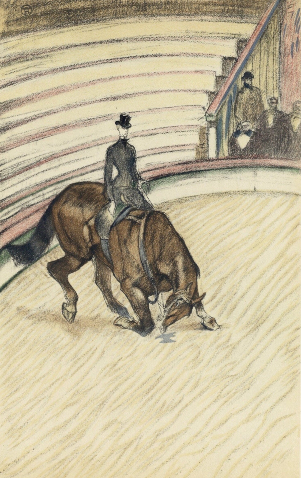 Henri de Toulouse-Lautrec, Ecuyere de haute ecole, The Circus by Toulouse-Lautrec, Limited Edition: Lithograph on velin paper. Unsigned and unnumbered. Paper Size: 12.125 x 9.25 inches. Excellent condition. Notes: From the album, The Circus by Toulouse-Lautrec, 1952. Published the Paris Book Center,