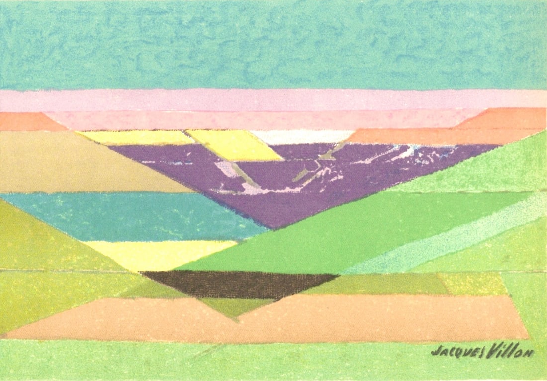 Jacques Villon, Composition, Jacques Villon ou l'Art Glorieux: Lithograph on velin du Marais paper. Unsigned and unnumbered, as issued. Paper Size: 8.7 x 11 inches. Excellent condition. Notes: From the volume, Jacques Villon ou l'Art Glorieux, Il construit un tab