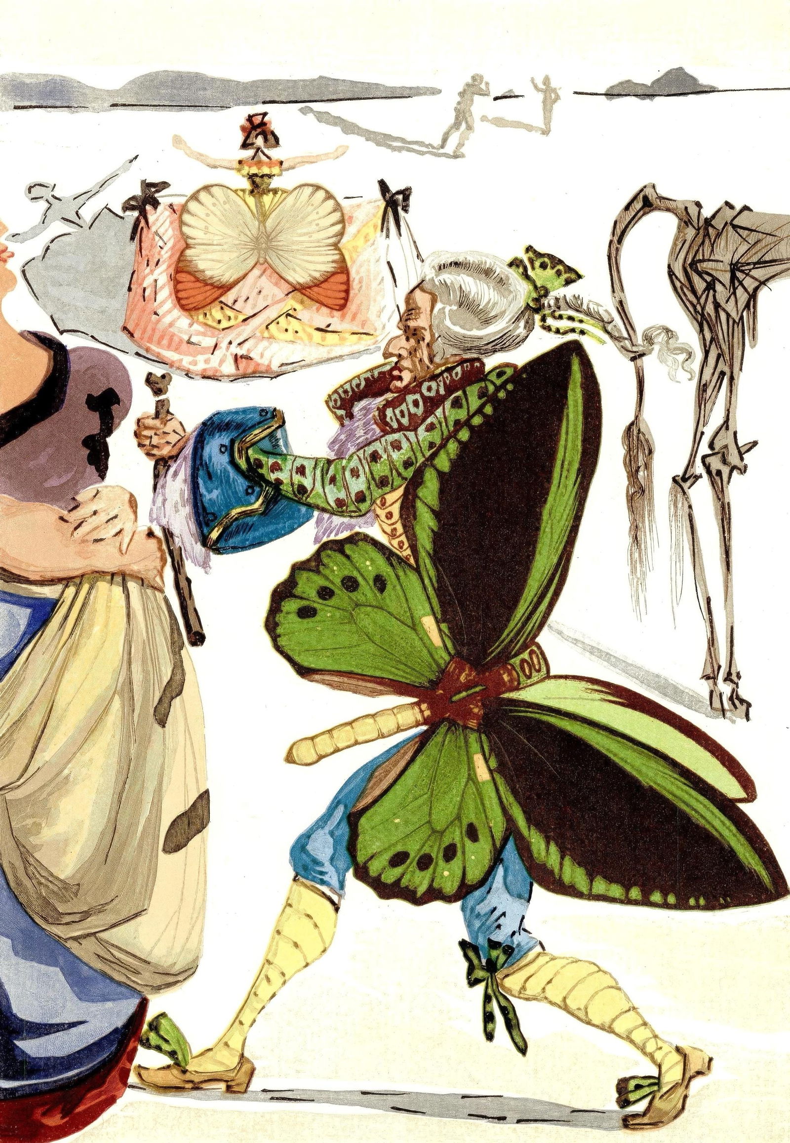 Salvador Dali, Untitled, from The Three-Cornered Hat, Limited Edition Engraving, 1958: This exquisite engraving by Salvador Dali (1904-1989), titled Sans titre (Untitled), from the folio Le Tricorne (The Three-Cornered Hat), originates from the 1958 edition published by Editions du