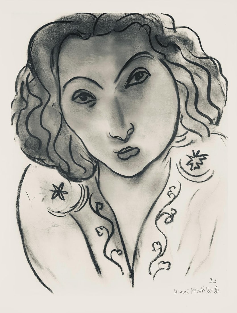 Henri Matisse, Serie I, var. 1 (Duthuit 9), Henri Matisse, Dessins, Themes et variations, Limited: Lithograph on velin pur fil paper. Paper Size: 12.875 x 9.625 inches. Excellent condition. Inscription: Signed in the plate and unnumbered, as issued. Notes: From the folio, Henri Matisse, Dessins,