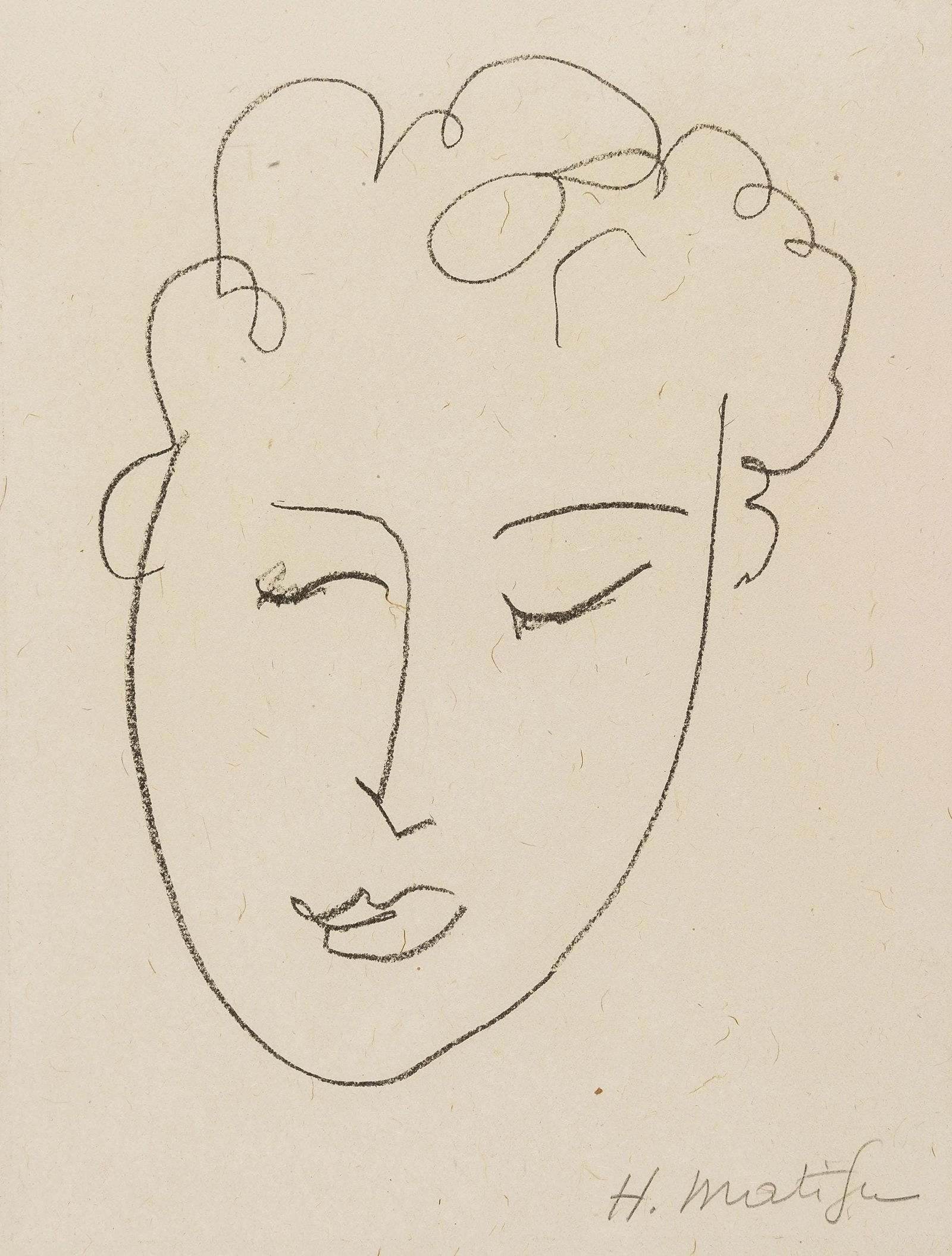 Henri Matisse, Tete de Femme (Duthuit 23), Pierres Levees, Poemes, Limited Edition Lithograph: Lithograph on velin de Lana a la forme paper. Paper size: 7.875 x 5.875 inches. Excellent condition. Inscription: signed in pencil and unnumbered, as issued. Notes: From the folio, Jules Romains, de