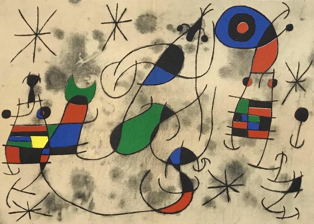 Joan Miro, Composition (Cramer 112; Mourlot 439-442), Derriere le miroir, Limited Edition Lithograph (1 of 4)