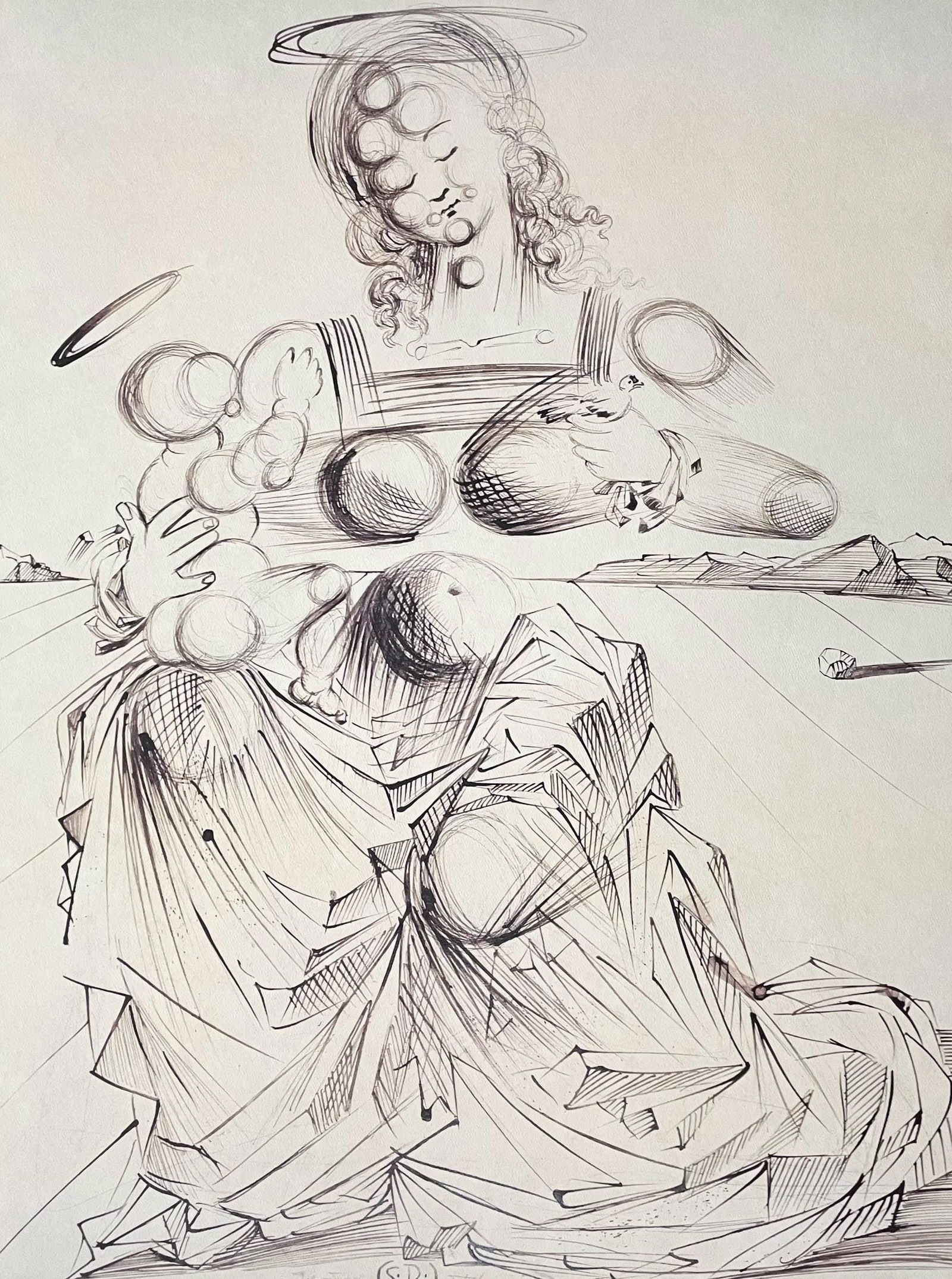 Salvador Dali, Disintegrating Mother and Child, Signed, Limited Edition Lithograph: Lithograph in colors on wove paper. Paper size: 33 x 25 inches. Inscription: Fac-simile signed and numbered, as issued. Condition: Excellent. Notes: Published by Max Inter, Ltd., Burbank; printed by V