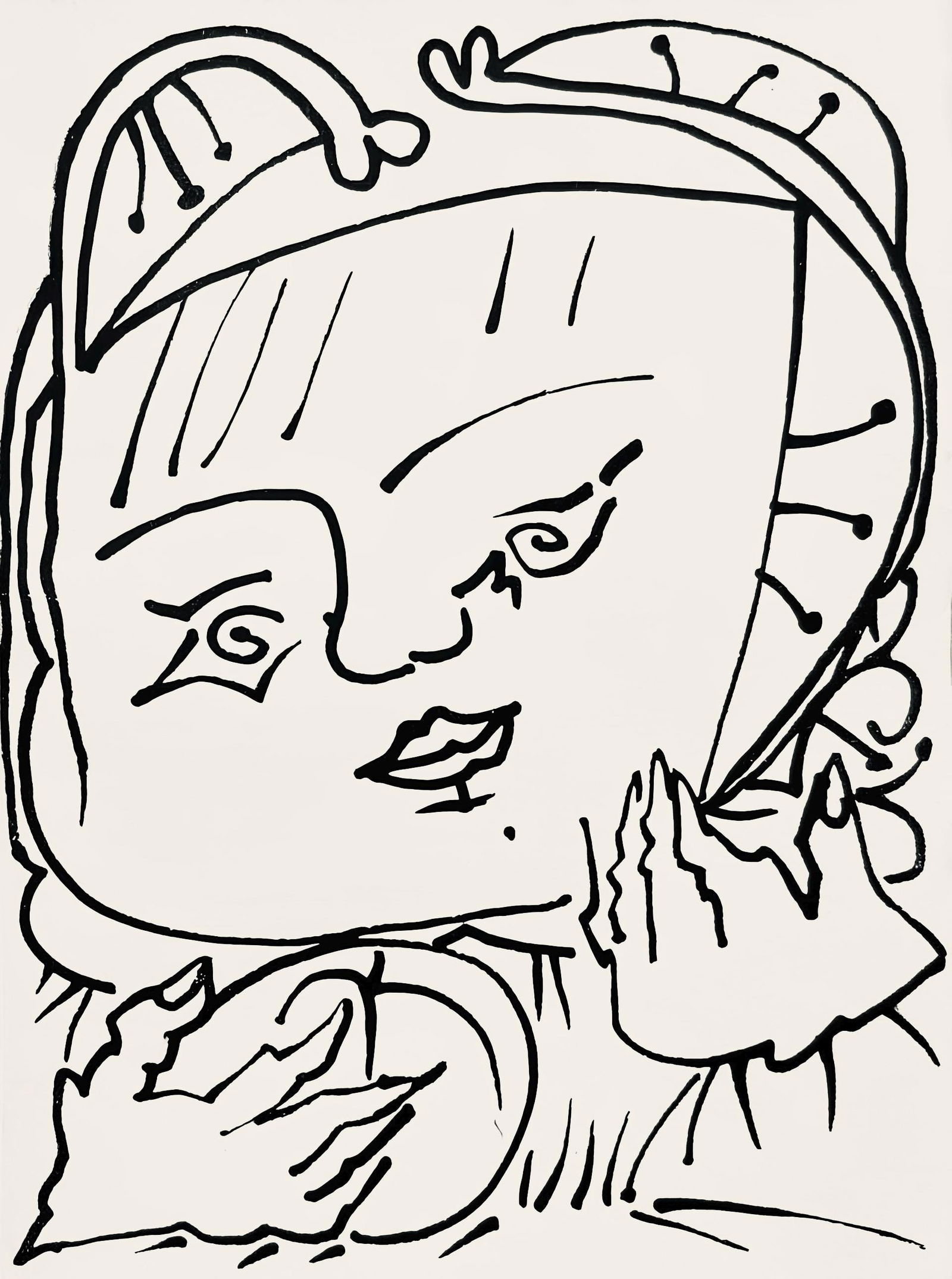 Francoise Gilot, Composition, Pouvoir tout dire, poemes, illustres par Francoise Gilot, Limited: Lithograph on velin d'Arches paper. Paper Size: 7.5 x 5.5 inches. Excellent condition. Inscription: Unsigned and unnumbered, as issued. Notes: From the album, Pouvoir tout dire, poemes, illustres par