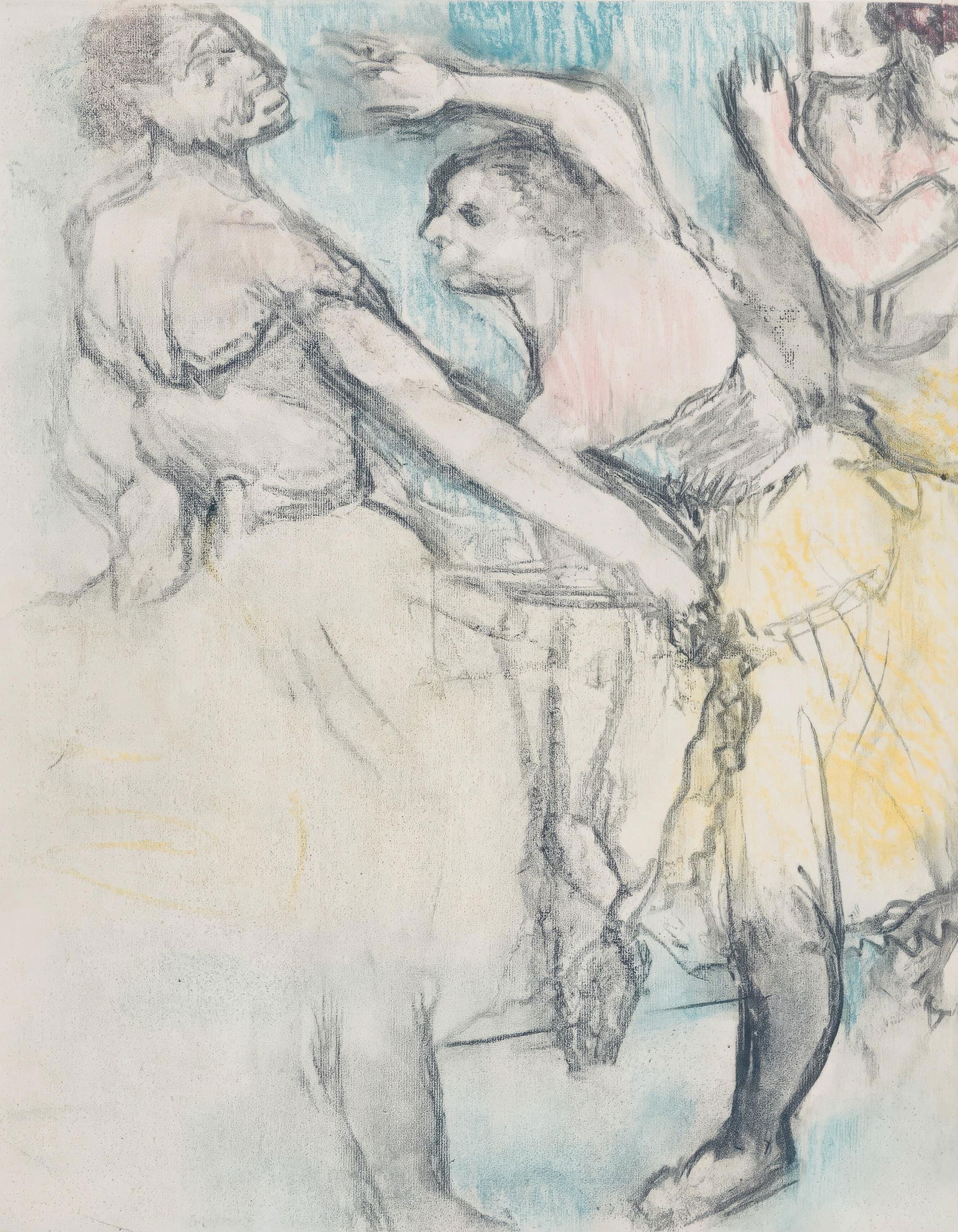 Edgar Degas, Dancers at the Opera, from Dance Drawings, Limited Edition Engraving, 1936: This exquisite engraving by Edgar Degas (1834-1917), titled Danseuses a l Opera (Dancers at the Opera), originates from the celebrated album Degas Danse dessin (Degas Dance Drawings), published by