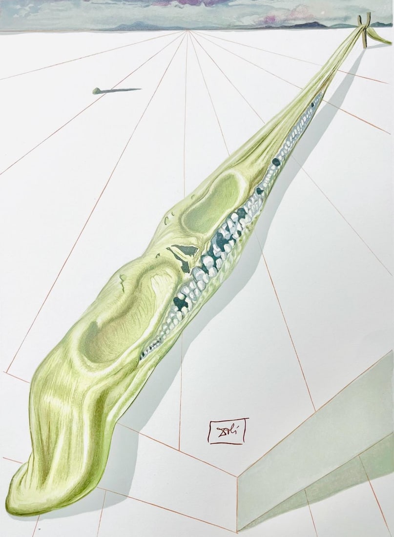 Salvador Dali, Holle XIV (Michler/Lopsinger 1039-1138; Field 189-200), Die Gottliche Komodie,: Woodcut in colors on velin de Rives BFK paper, mounted on velin d'Arches support, as issued. Paper size: 13 x 10.375 inches. Inscription: Signed in the block, and unnumbered, as issued. Catalogue