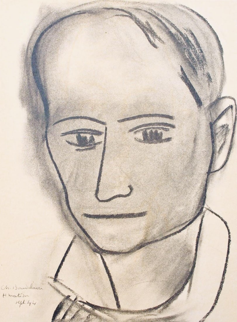 Henri Matisse, Charles Baudelaire, Portraits par Henri Matisse, Limited Edition Heliogravure: Heliogravure on velin paper, mounted on velin paper backing sheet, as issued. Paper Size: 12 x 9.25 inches; image size: 9.45 x 7.08 inches. Inscription: Signed in the plate and unnumbered, as issued.