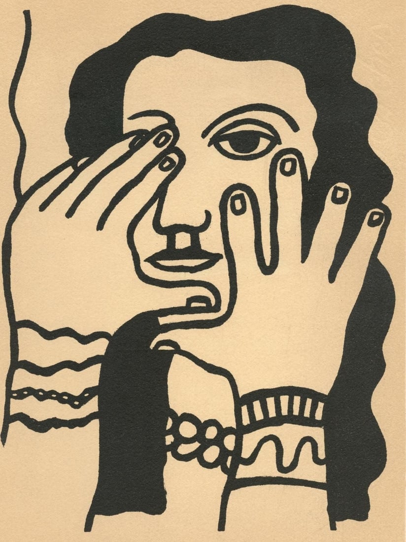 Fernand Leger, Composition, Mon ami Leger, Limited Edition Lithograph: Lithograph and stencil on velin d'Arches paper. Paper size: 10.83 x 7.68 inches. Excellent condition. Inscription: Unsigned and unnumbered, as issued. Notes: From the album, Mon ami Leger par Andre Ma