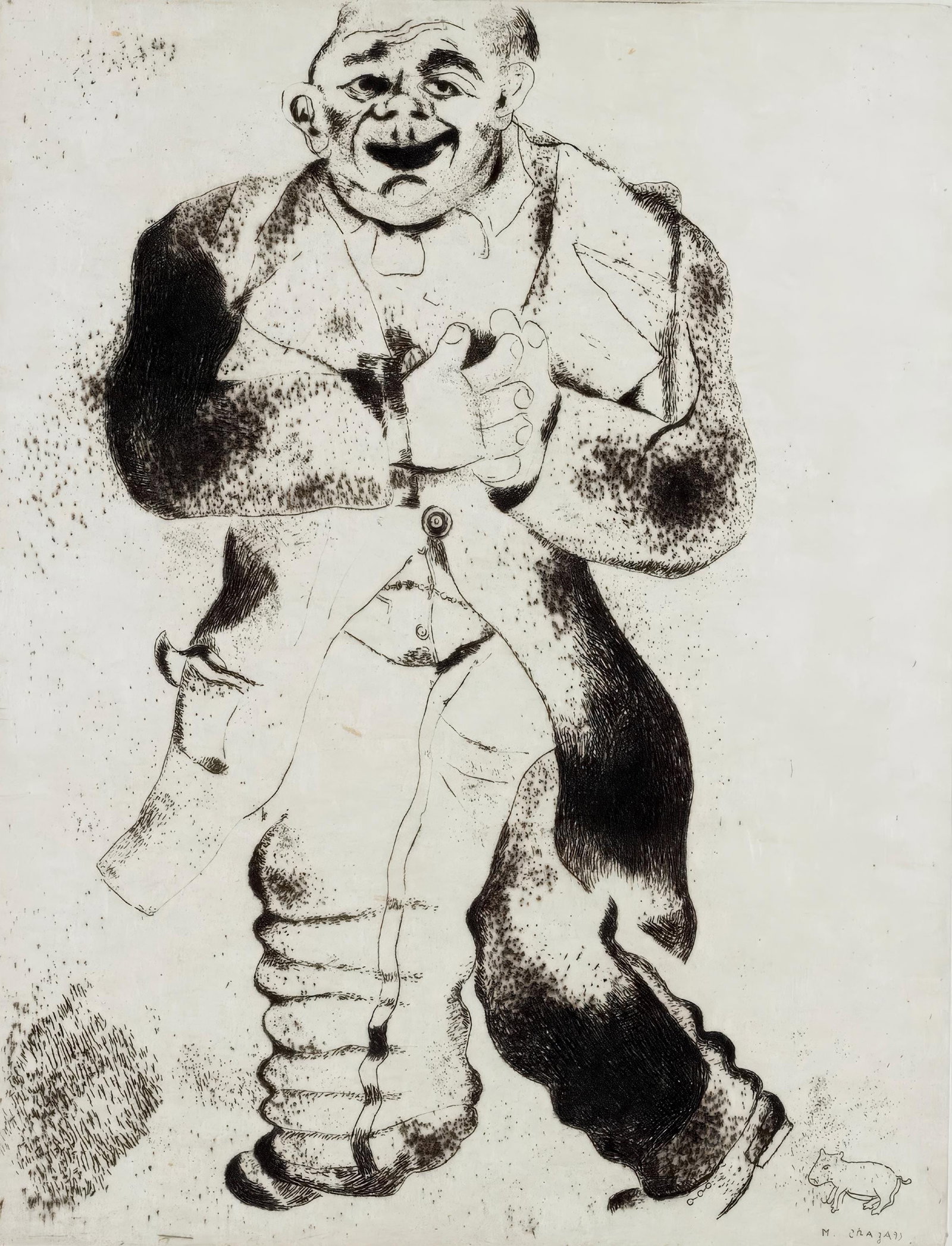 Marc Chagall, Sobakevitch, from Dead Souls, Limited Edition Etching, 1923-1927: This exquisite etching by Marc Chagall (1887-1985), titled Sobakevitch (Sobakevitch), originates from the celebrated folio Nicolas Gogol, Les Ames mortes, Eaux-fortes originales de Marc Chagall (Nicol