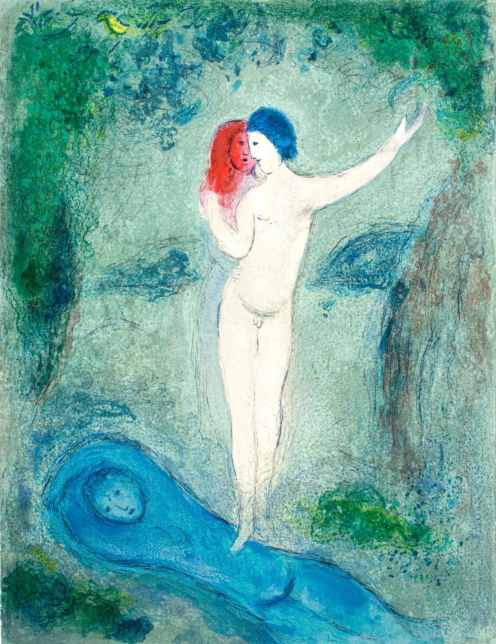 Marc Chagall, Le Baiser de Chloe, Daphnis et Chloe, Limited Edition Heliogravure: Heliogravure on velin paper. Paper Size: 12.5 x 9.5 inches. Inscription: Unsigned and unnumbered, as issued. Condition: Very good/excellent, consistent with age. Notes: From the album, Daphnis and Chl