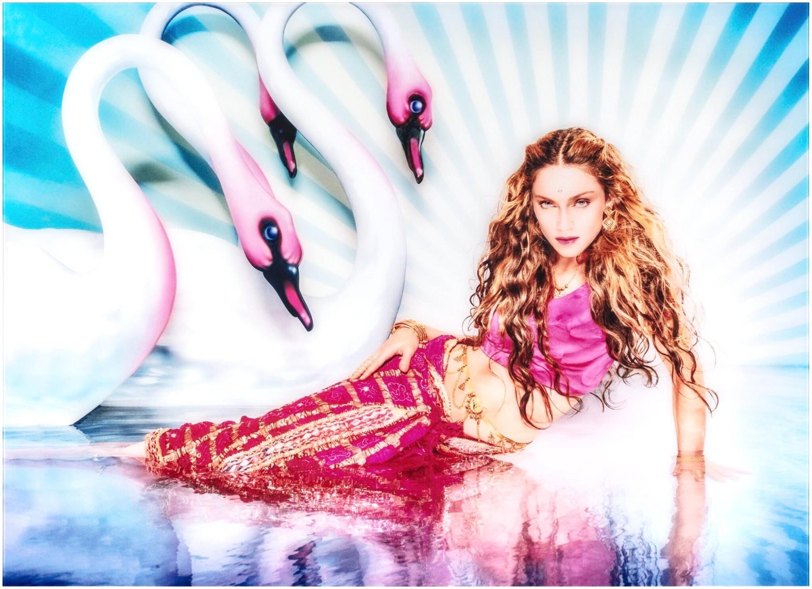David LaChapelle, Madonna: Mythical Swans, Rolling Stone Magazine Portfolio, Signed, Limited Edition: Chromogenic print, front-mounted to acrylic, flush-mounted to aluminum, as issued. Photograph Size: 17 x 24 inches. Inscription: Hand signed and numbered 1/11, verso, as issued. Notes: From David LaCh