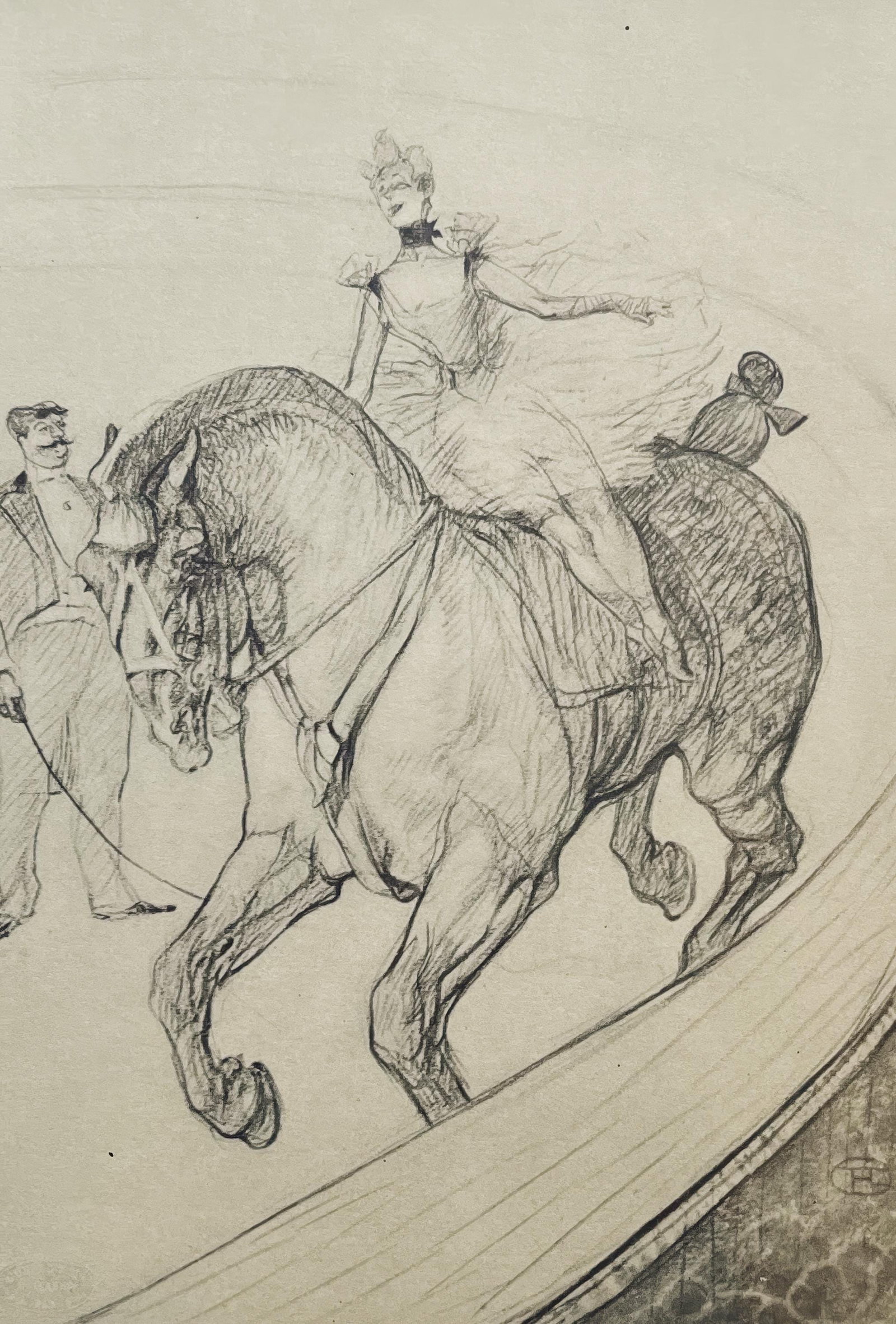 Henri de Toulouse-Lautrec, Bareback Rider, Limited Edition Lithograph, 1967: This exquisite lithograph by Henri de Toulouse-Lautrec (1864-1901), titled Cavalier qui monte a cru (Bareback Rider), from the folio Henri de Toulouse-Lautrec, A Suite of Color Drawings at the