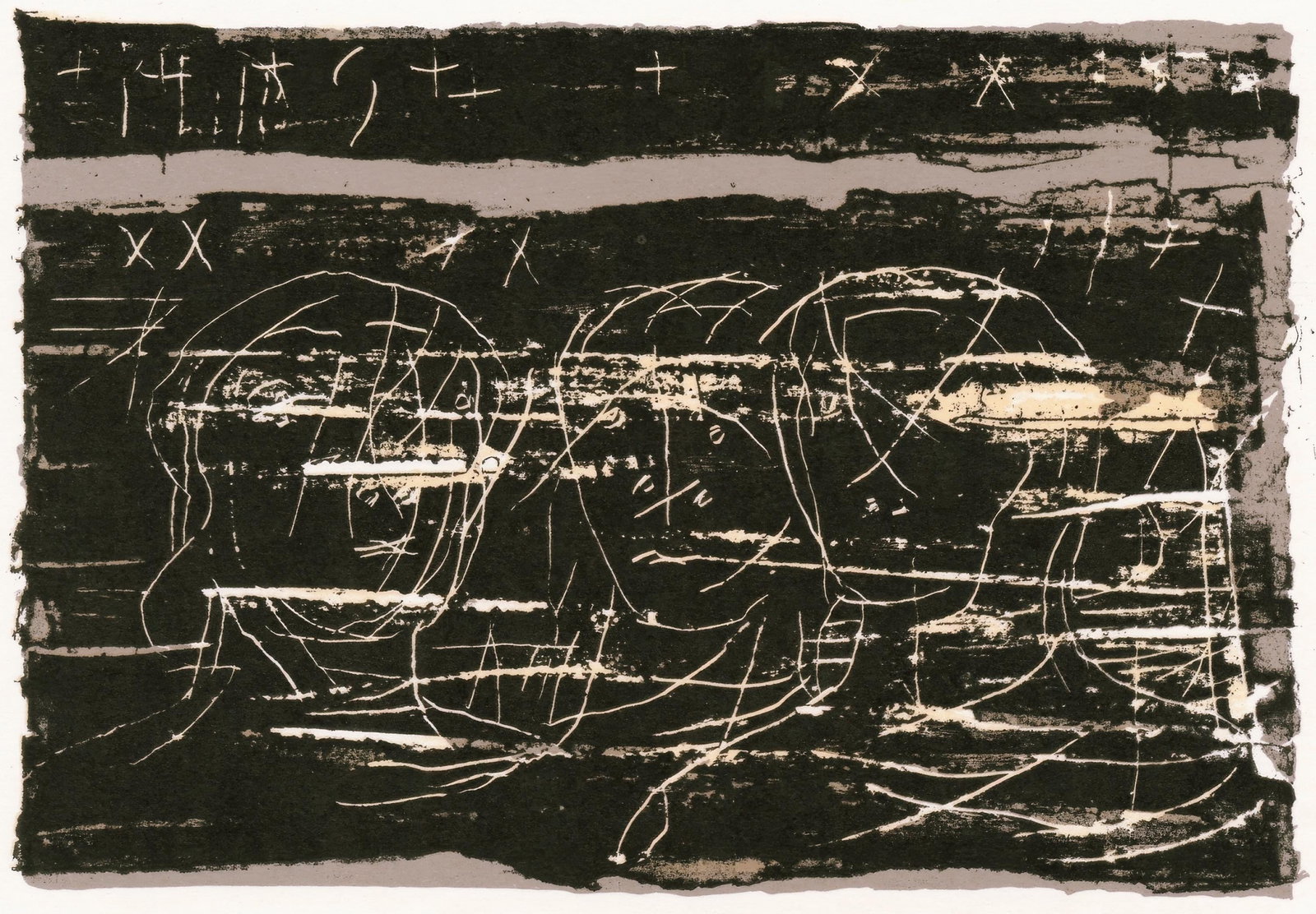 Henry Moore, Three Heads, from Ediciones Poligrafa, Limited Edition Lithograph, 1979: This exquisite lithograph by Henry Moore (1898-1986), titled Three Heads (Three Heads), from the album Ediciones Poligrafa, Barcelona - Redfern Gallery, London, originates from the 1979 edition