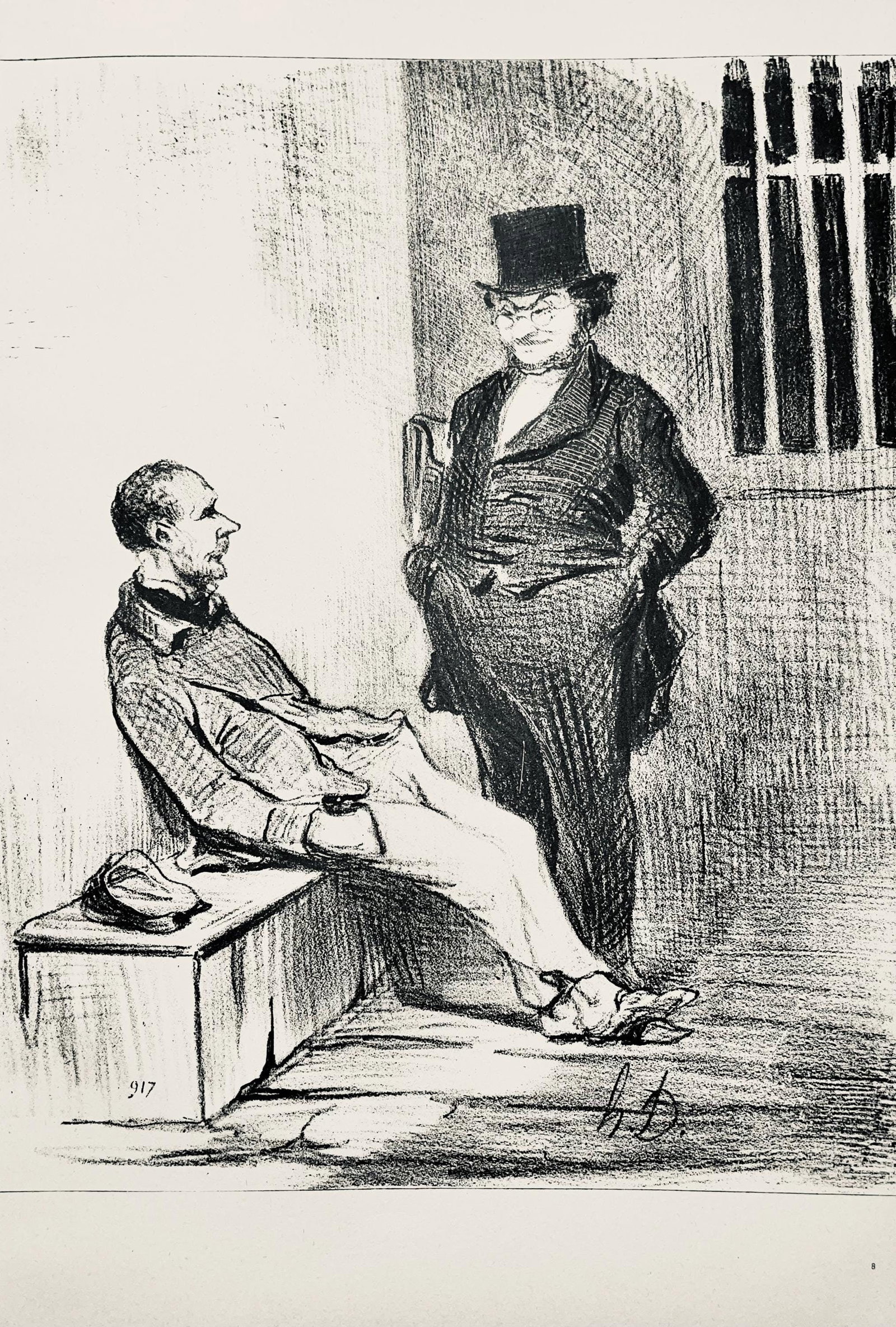Honore Daumier, Composition, Honore Daumier, Law and Justice, Limited Edition Lithograph: Lithograph on velin paper. Inscription: Unsigned and unnumbered. Paper Size: 14 x 10 inches. Excellent condition. Notes: From the folio, Honore Daumier, Law and Justice, Twenty-Four Lithographs, 1944.
