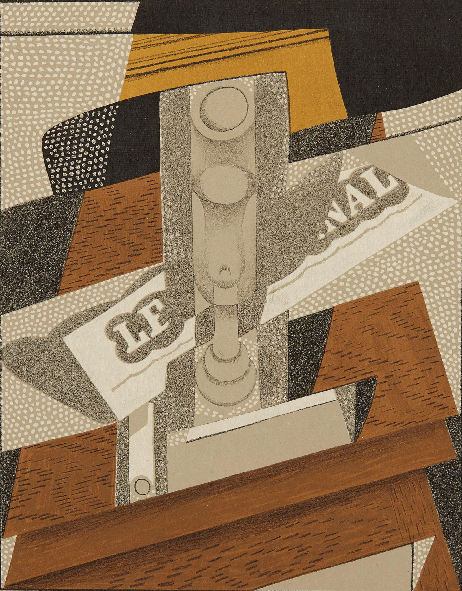 Juan Gris, La Pipe (Kahnweiler 1969), Au Soleil du Plafond, Limited Edition Lithograph: Lithograph on velin d'Arches paper. Paper size: 16.5625 x 12.625 inches. Excellent condition. Inscription: Unsigned and unnumbered, as issued. Notes: From the folio, Au Soleil du Plafond, 1955. Publis