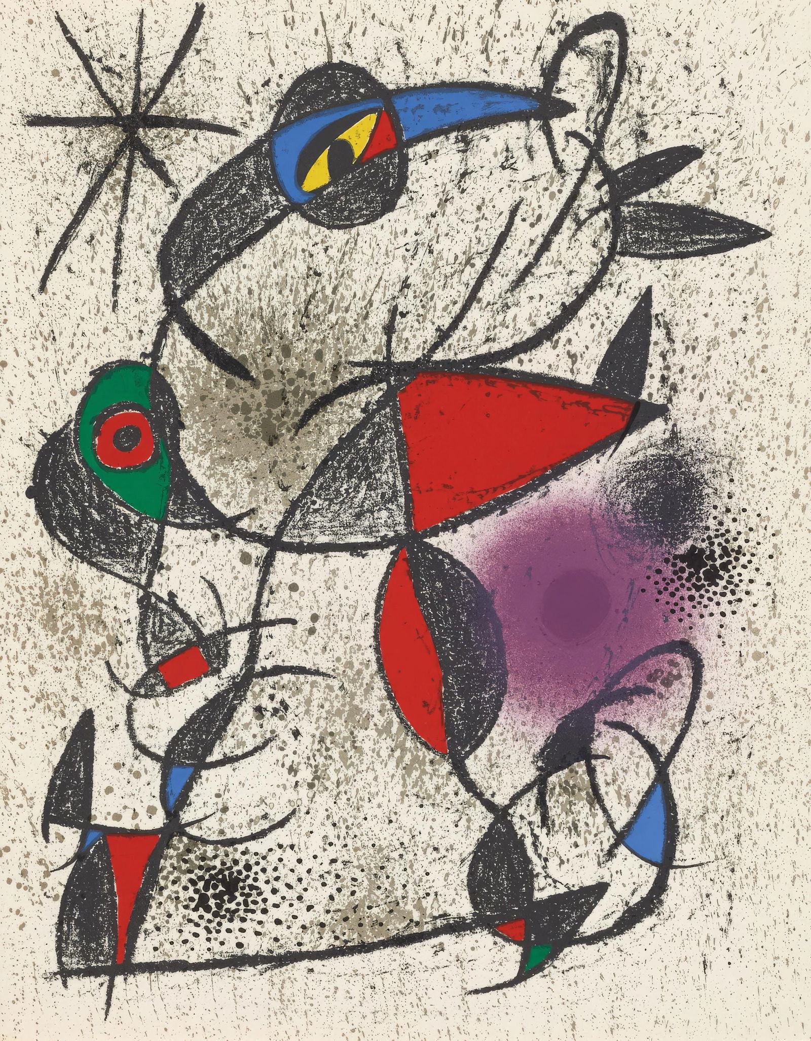 Joan Miro, Limestone Fault, from Memories and Portraits of Artists, Limited Edition Lithograph, 1972: This exquisite lithograph by Joan Miro (1893-1983), titled Faillie du calcaire (Limestone Fault), originates from the 1972 edition published by Editions A. C. Mazo et Cie., Paris, in collaboration