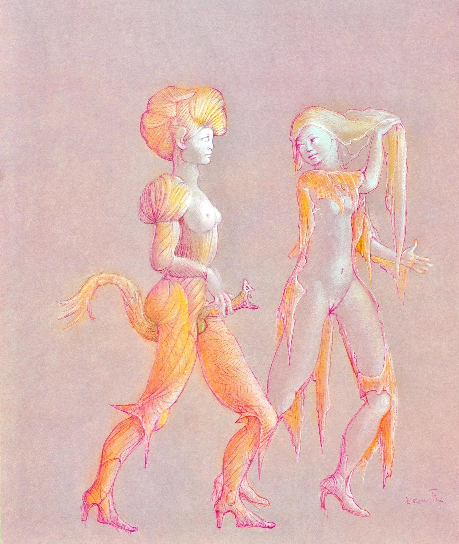 Leonor Fini, Composition, Fruits de la Passion, XXe siecle, Limited Edition Heliogravure: Heliogravure on velin de Rives pur chiffon paper, manufactured by Les papeteries de Rives, Voiron, France. Paper Size: 16.93 x 14.17 inches. Inscription: Signed in the plate and unnumbered, as