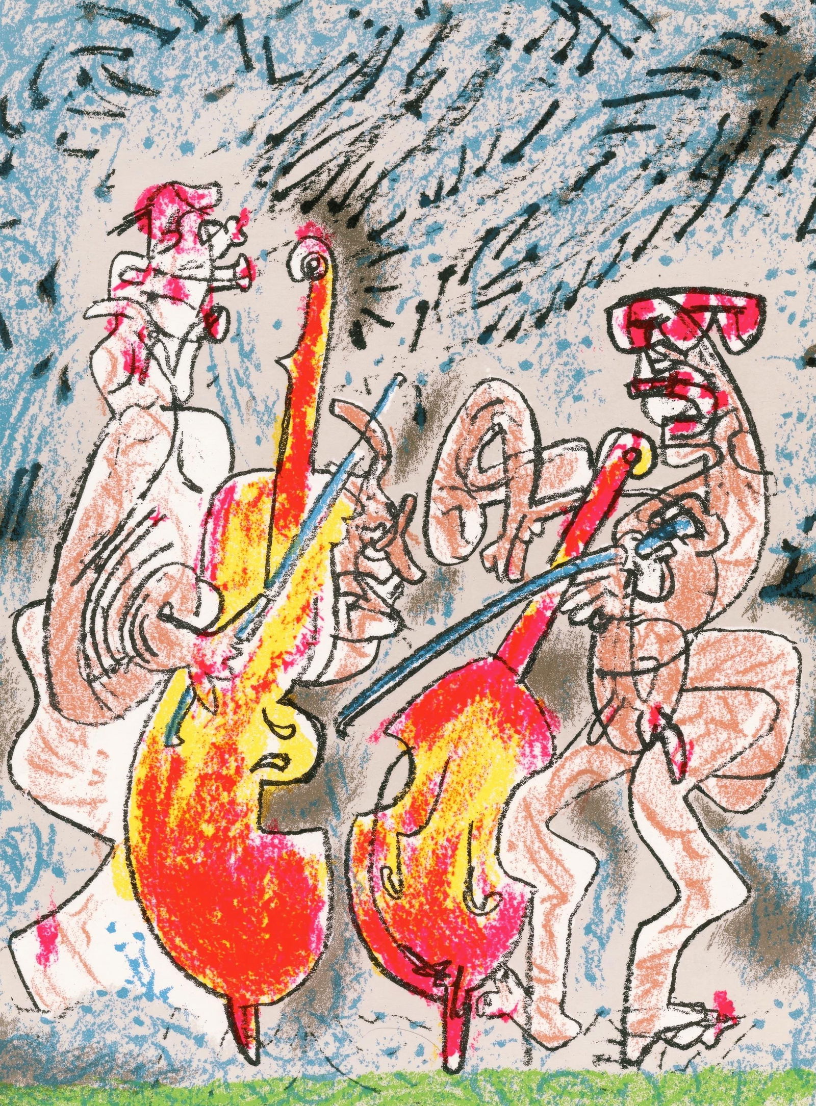 Roberto Matta, The Barrel Organ, from Ediciones Poligrafa, Limited Edition Lithograph, 1979: This exquisite lithograph by Roberto Matta (1911-2002), titled El organo de Berberia (The Barrel Organ), from the album Ediciones Poligrafa, Barcelona - Redfern Gallery, London, originates from the