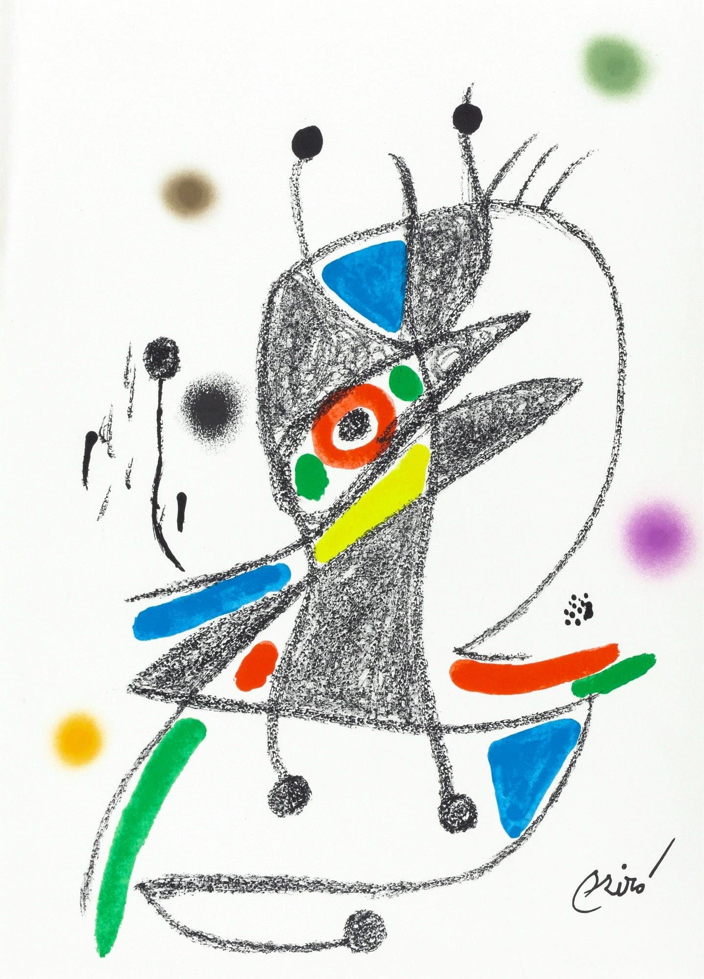 Joan Miro, Composition (Mourlot, 1051-1072), Maravillas con Variaciones acrosticas en el Jardin de: Lithograph on velin d'Arches paper. Paper Size: 19.5 x 14.125 inches. Inscription: Signed in the plate and unnumbered, as issued. Catalogue raisonne references: Cramer, Patrick, and Joan Miro. Joan Mi
