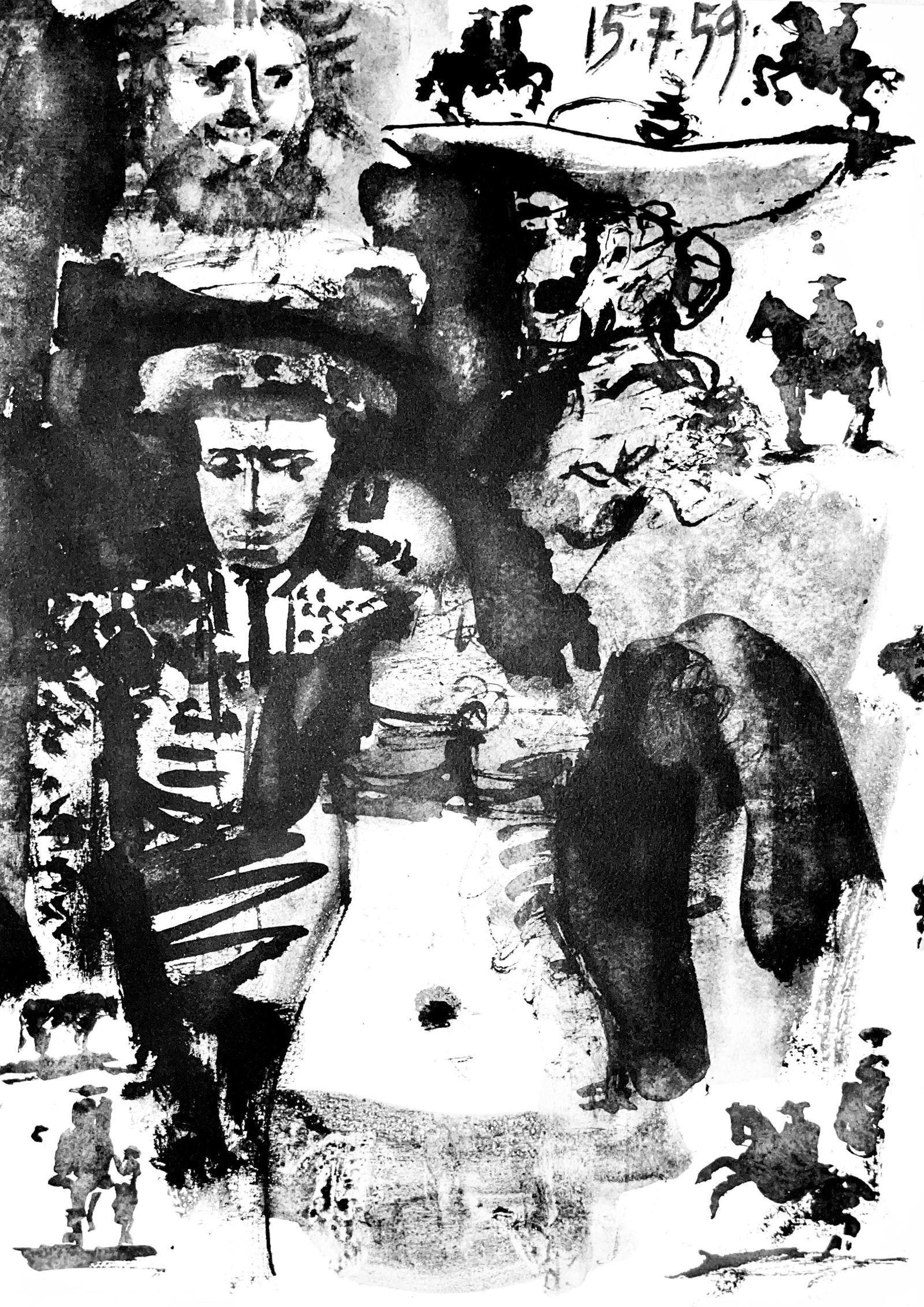 Pablo Picasso, Composition (Bloch 1276; Czwiklitzer 23), Toros y Toreros, Limited Edition Lithograph: Heliogravure on velin paper. Paper Size: 14.75 x 10.5 inches. Inscription: Unsigned and unnumbered, as issued. Notes: From the album, Pablo Picasso, Toros y toreros, 1961. Published by Les Editions Ce