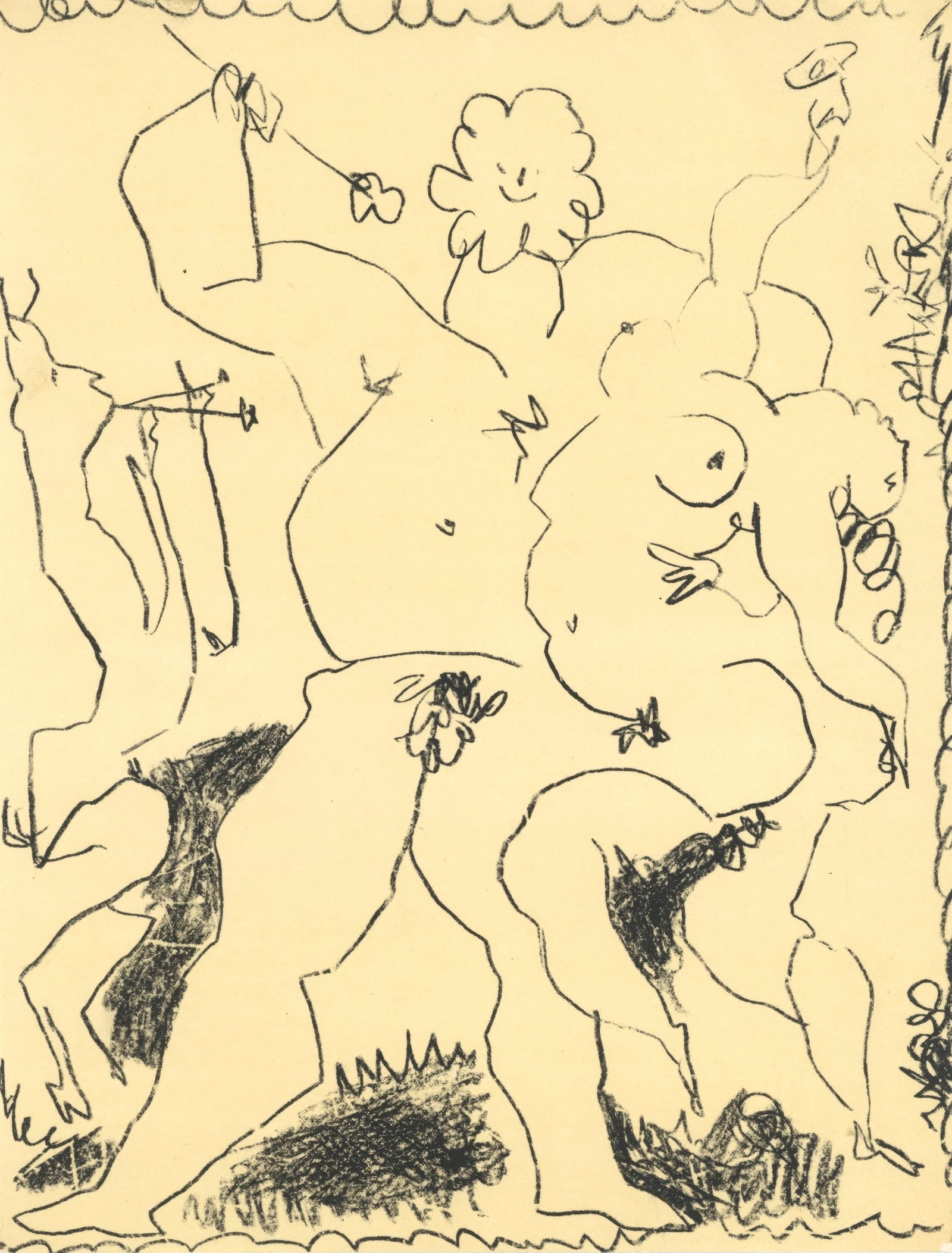 Pablo Picasso, Bacchanale, from Picasso Lithographe III, 1949-1956, Limited Edition Lithograph, 1956: This exquisite lithograph by Pablo Picasso (1881-1973), titled Bacchanale, from the album Picasso Lithographe III, 1949-1956 (Picasso Lithographer III, 1949-1956), originates from the 1956 edition pub