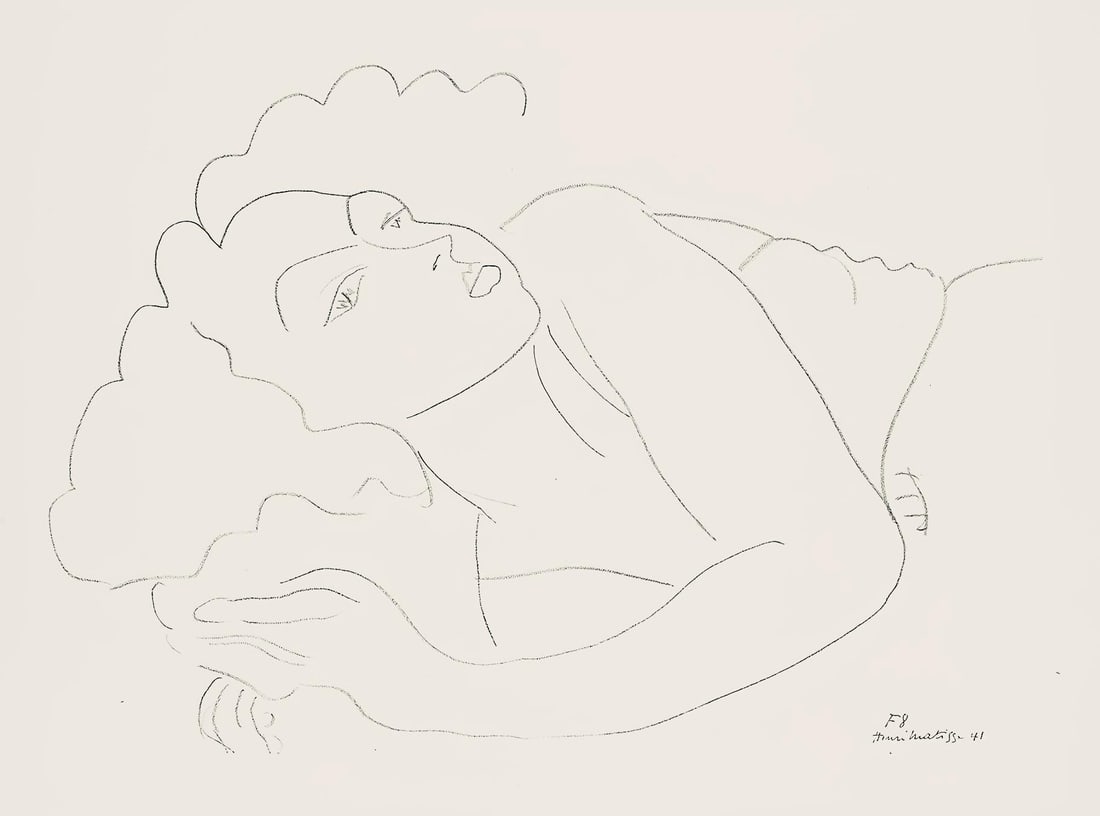 Henri Matisse, Serie F, var. 8 (Duthuit 9), Henri Matisse, Dessins, Themes et variations, Limited: Lithograph on velin pur fil paper. Paper Size: 9.625 x 12.875 inches. Excellent condition. Inscription: Signed in the plate and unnumbered, as issued. Notes: From the folio, Henri Matisse, Dessins, Th