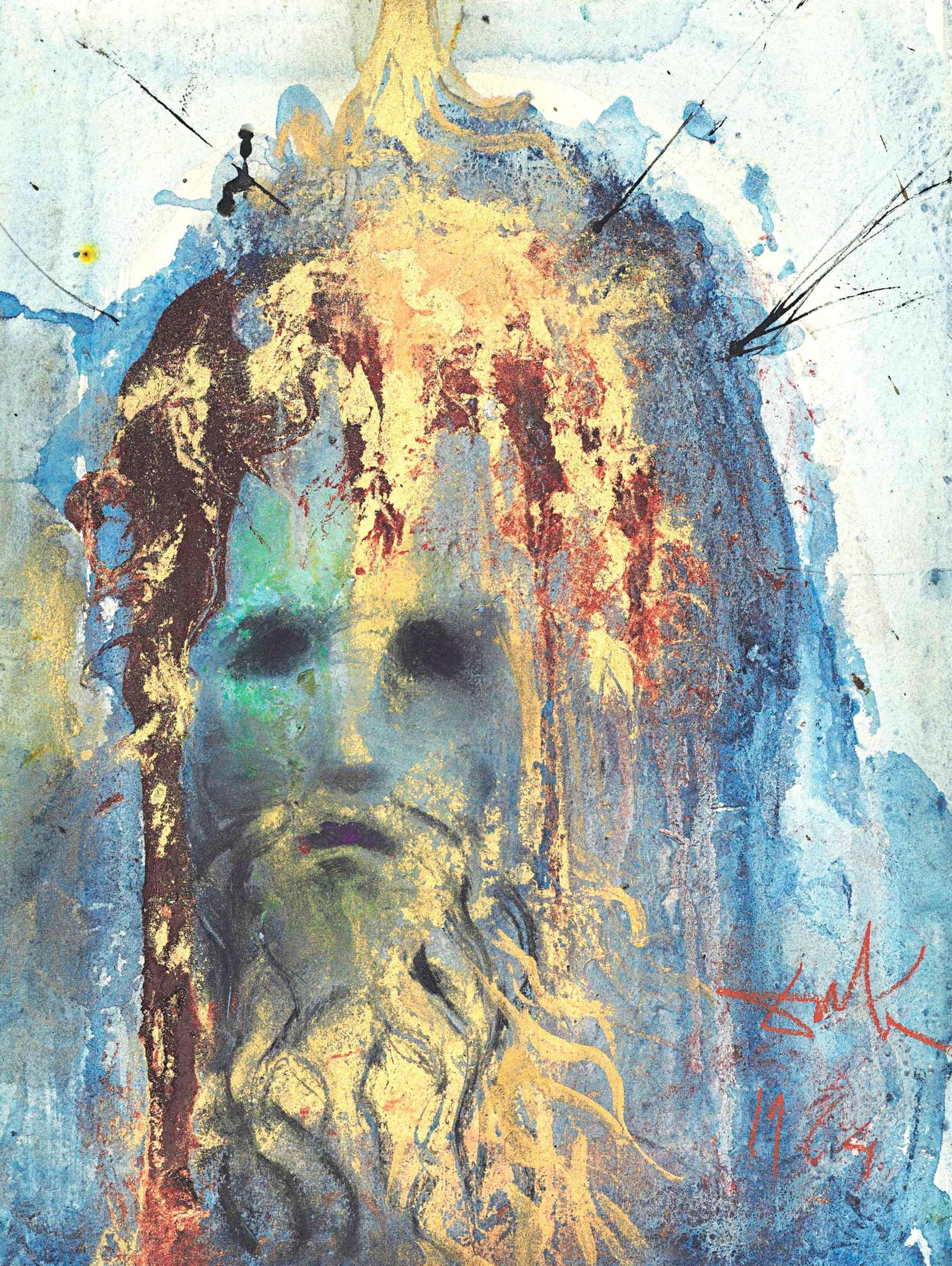 Salvador Dali, Composition (Michler/Lopsinger 1600; Field 69-3), Biblia Sacra, Limited Edition: Lithograph in colors on velin Fabriano charta ex meris pannis "ab alveo" manu fabricata, perlucidis figuris intexta paper. Paper size: 19 x 13.75 inches. Inscription: Signed in the plate and