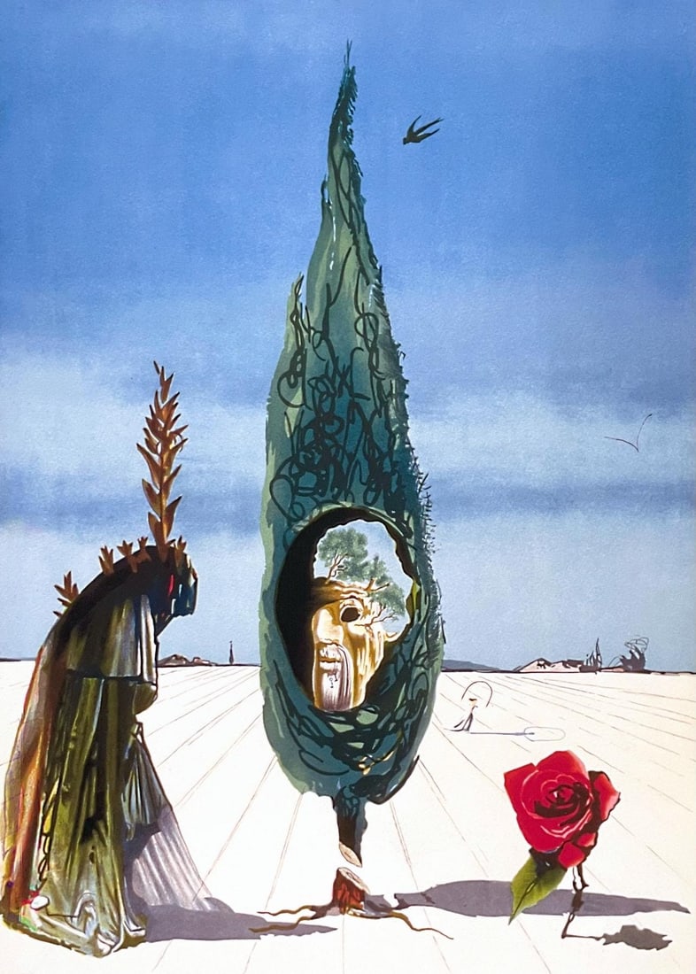 Salvador Dali, L'enigme de la Rose (Mort), Signed, Limited Edition Archival Pigment Print: Archival pigment print on velin paper. Paper Size: 24 x 18 inches. Inscription: Fac-simile signed and numbered, as issued. Condition: Excellent. Notes: Published and printed by Max-Inter, Ltd., Burban