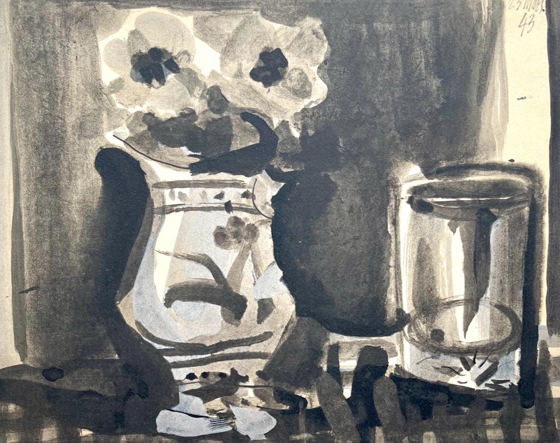 Pablo Picasso, Composition (Cramer 88), Dans l'Atelier de Picasso, Limited Edition Lithograph: Lithograph on velin d'Arches a la forme savoir paper. Paper size: 14 x 9.25 inches. Excellent condition. Unsigned and unnumbered, as issued. Notes: From the volume, Dans l'Atelier de Picasso, 1957. Pu