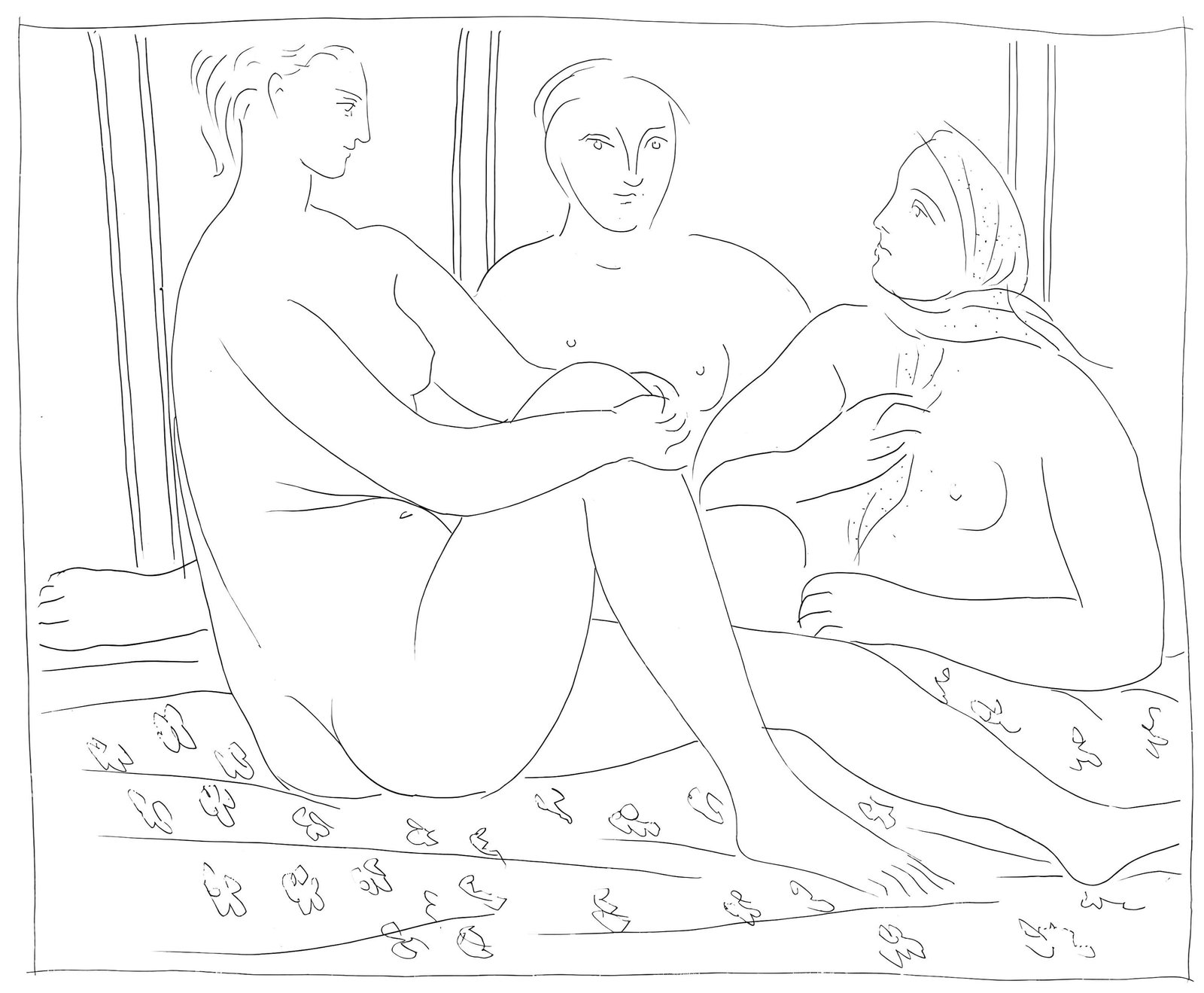 Pablo Picasso, Trois femme nues, Les Metamorphoses, Limited Edition Lithograph: Lithograph on velin papier Verge fin blanc des papeteries de Bellerive paper. Paper size: 11.02 x 8.66 inches; image size: 4.6 x 5.5 inches. Inscription: Unsigned and unnumbered, as issued. Condition: