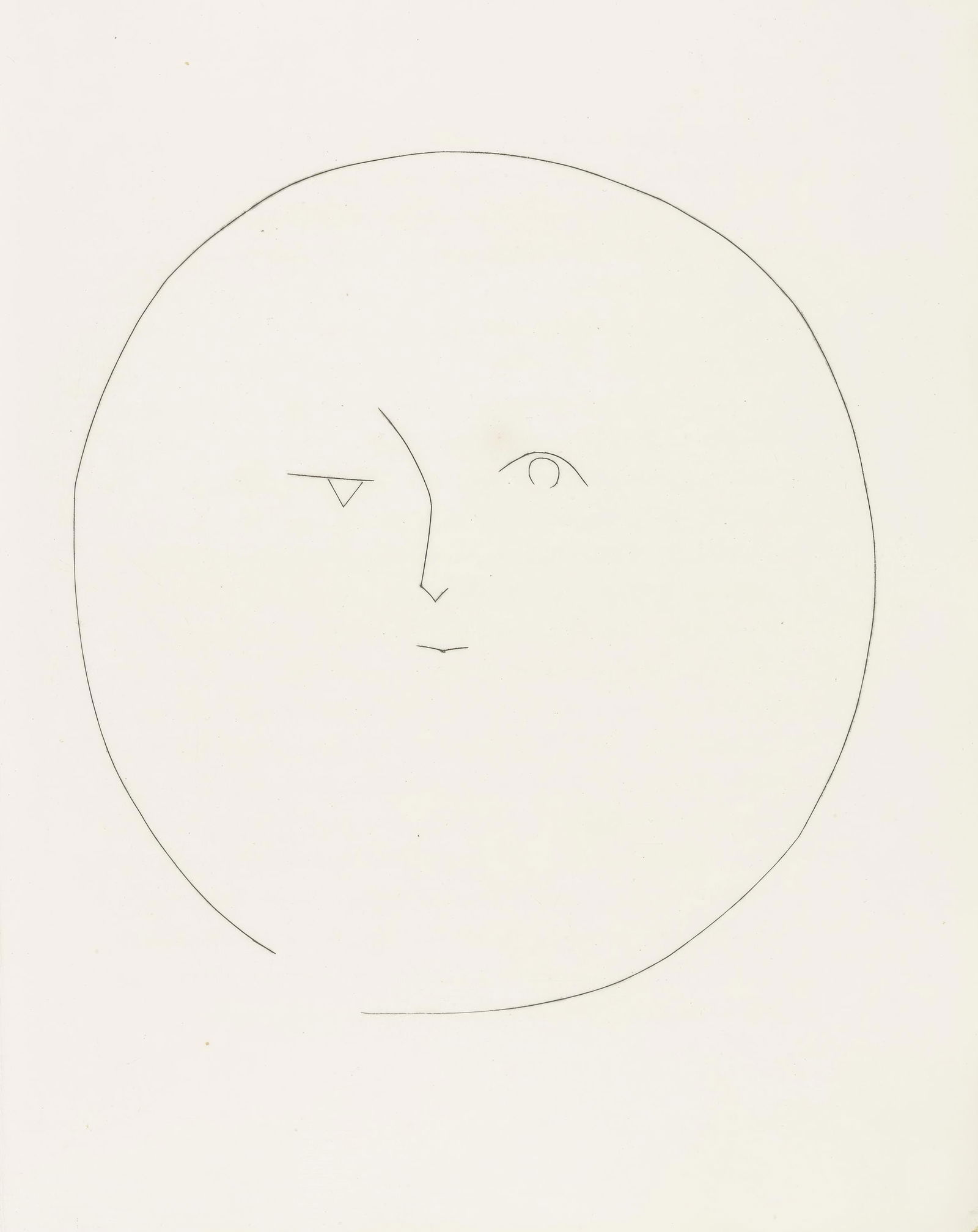 Pablo Picasso, Untitled, from Carmen, Limited Edition Engraving, 1949: This exquisite engraving by Pablo Picasso (1881-1973), titled Sans titre (Untitled), from the folio Picasso, Carmen (Picasso, Carmen), originates from the 1949 edition published by La Bibliotheque Fra