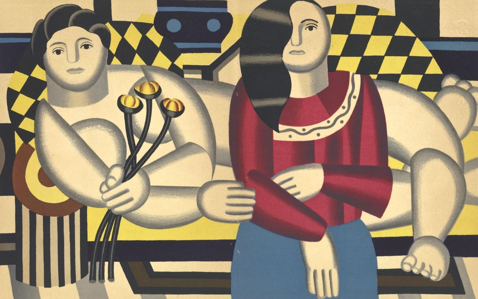 Fernand Leger, Composition, Mon ami Leger, Limited Edition Lithograph: Lithograph and stencil on velin d'Arches paper. Paper size: 10.83 x 15.36 inches. Excellent condition, with centerfold, as issued. Inscription: Unsigned and unnumbered, as issued. Notes: From the albu