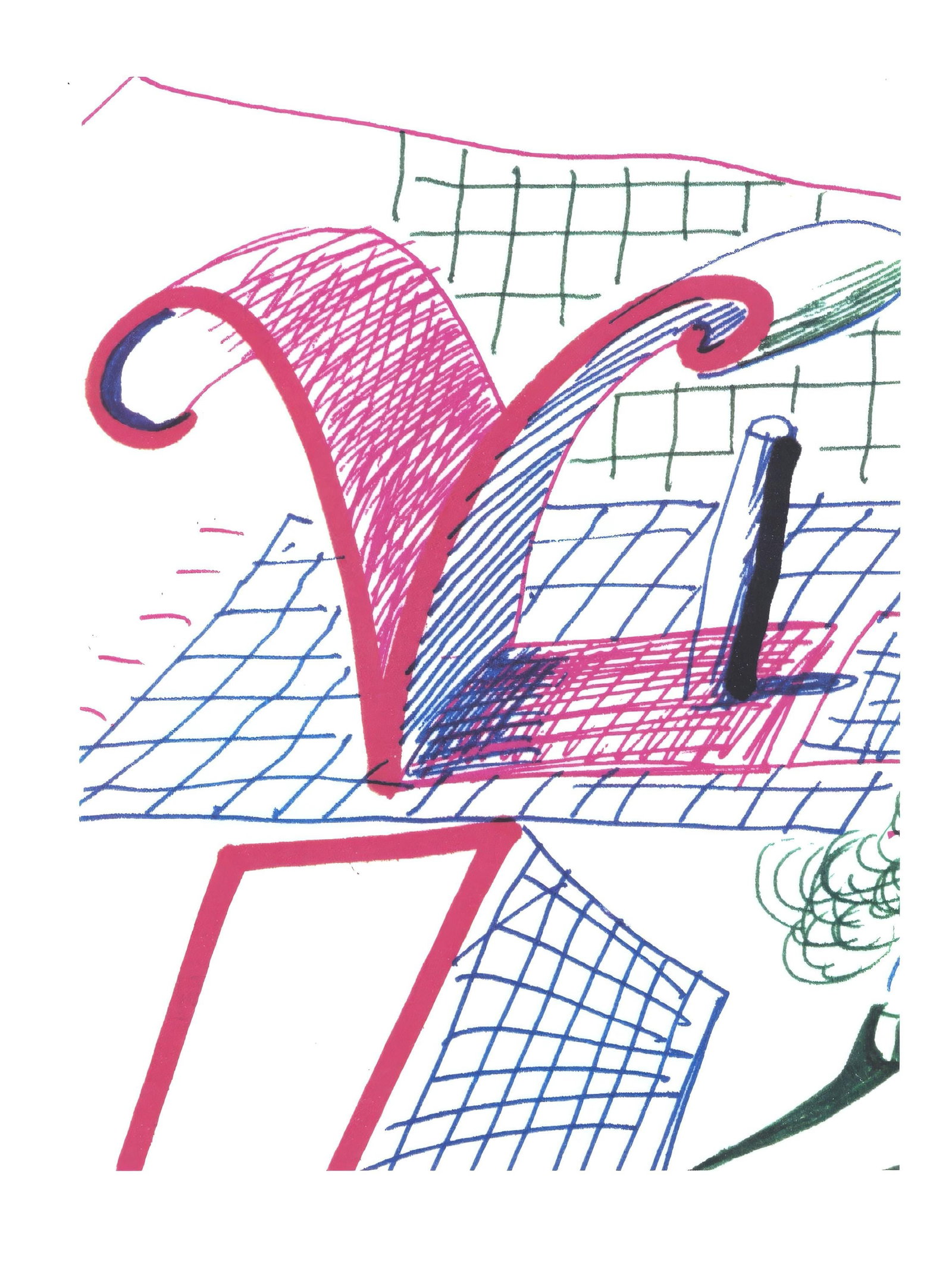 David Hockney, Letter V, from Hockney's Alphabet, Limited Edition Lithograph, 1991: This exquisite lithograph by David Hockney (born 1937), titled Letter V, from the folio Hockney's Alphabet, Drawings by David Hockney, originates from the 1991 edition published by Aids Crisis Trust,