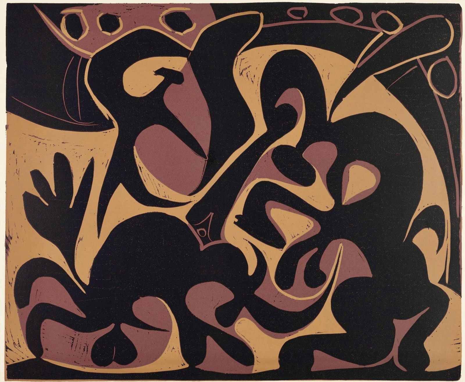 Pablo Picasso, Pique (Orozco 214), Grabados al linoleo, Limited Edition Linocut: Linocut on velin paper. Paper Size: 12.5 x 14.5 inches; image size: 10.5 x 13 inches. Inscription: Unsigned and unnumbered, as issued. Catalogue raisonne reference: Orozco, M. (2018). Picasso. 70