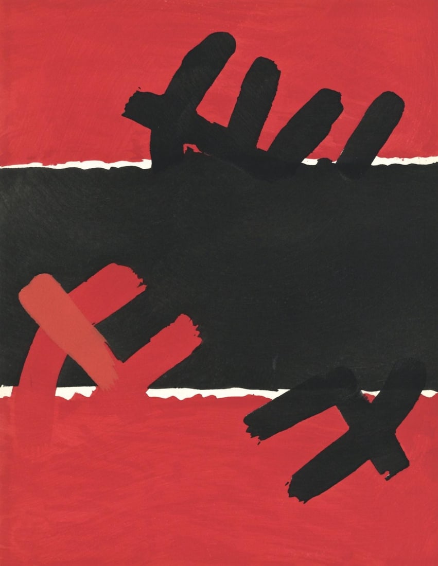 Giuseppe Capogrossi, Surface Rouge et Noire, XXe siecle, Limited Edition Lithograph (1 of 4)