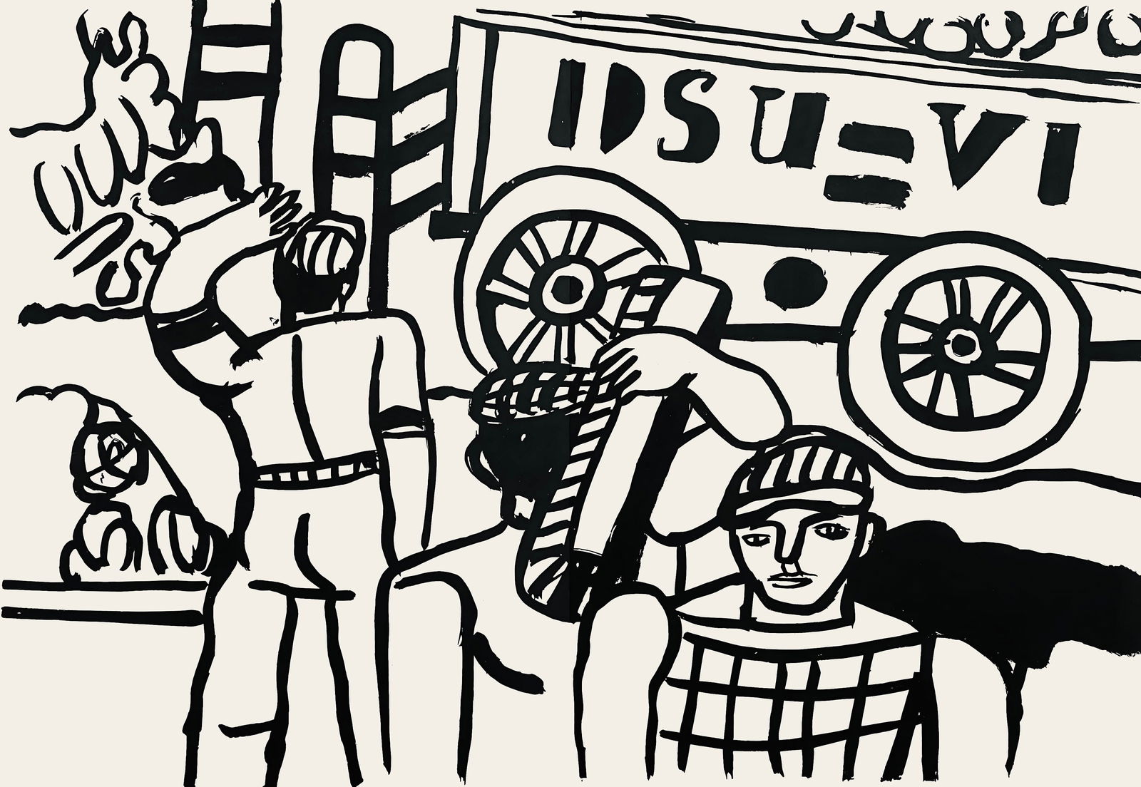 Fernand Leger, Composition, mes voyages: Lithograph on velin bouffant des Papeteries de Hauteville paper. Paper Size: 13.78 x 19.68 inches. Excellent condition, with centerfold, as issued. Unsigned and unnumbered, as issued. Notes: From the