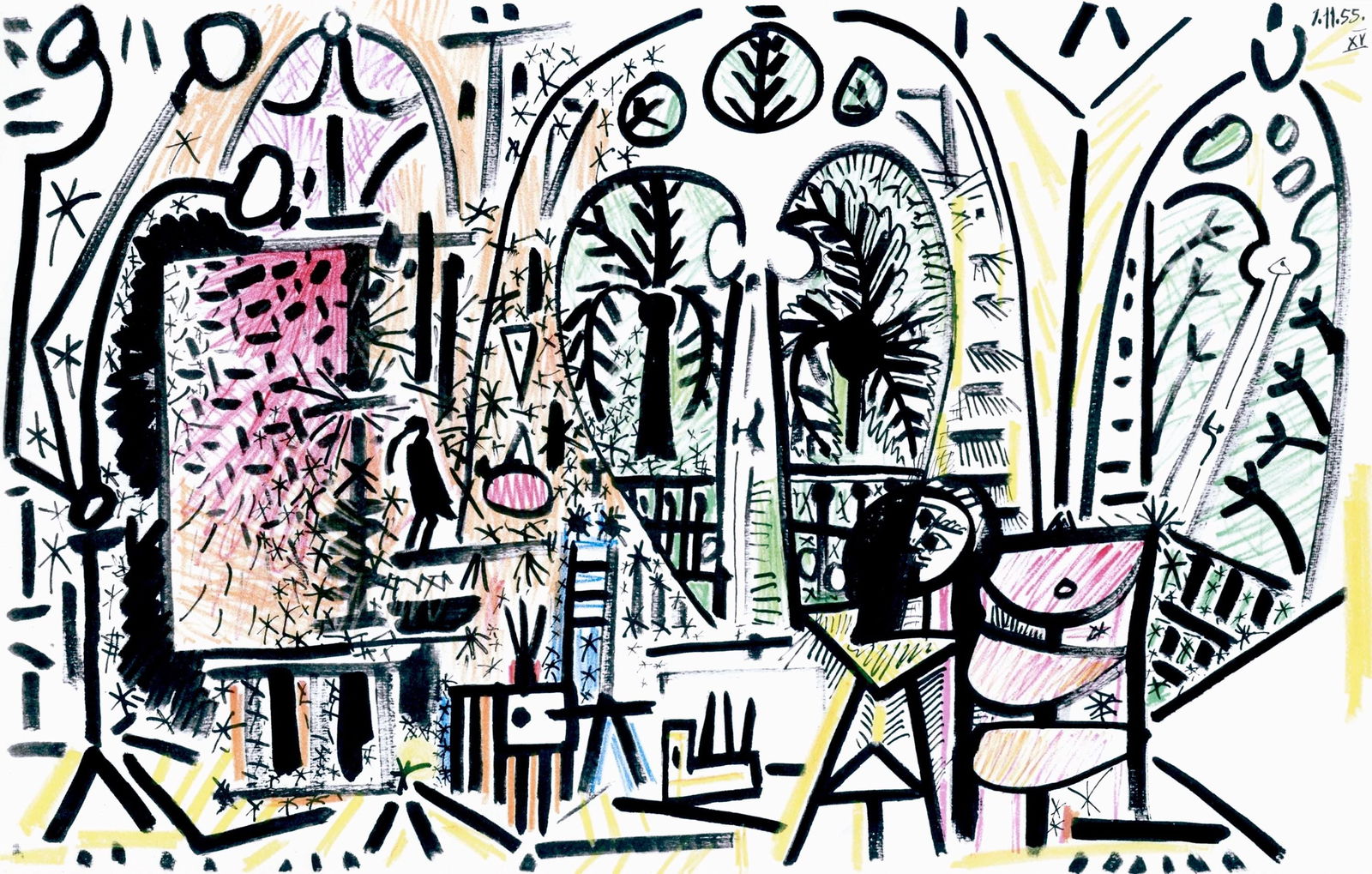 Pablo Picasso, Composition (Cramer 101), Carnet de la Californie, Limited Edition Collotype: Collotype on velin d'Arches paper. Paper size: 10.375 x 16.5 inches. Inscription: Unsigned and unnumbered, as issued. Catalogue raisonne reference: Goeppert, Sebastian, et al. Pablo Picasso, the