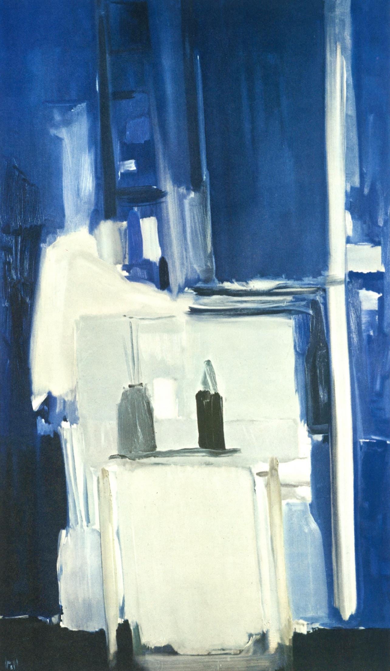 Nicolas de Stael, Coln d'atelier, fond bleu, Peintres d'aujourd'hui, Limited Edition Heliogravure: Heliogravure on velin paper. Paper Size: 13.78 x 10.83 inches. Inscription: Unsigned and unnumbered, as issued. Notes: From the folio, Nicolas de Stael, Peintres d'aujourd'hui, 1960. Published by Fern
