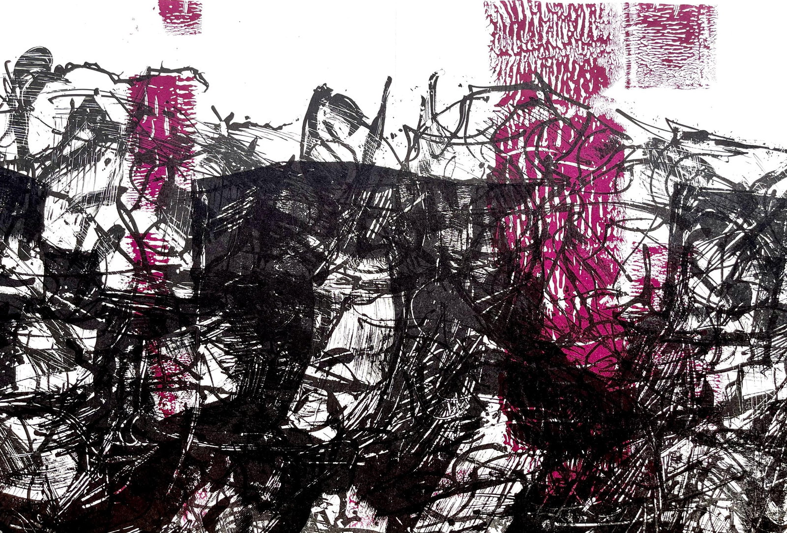 Jean-Paul Riopelle, Composition, Derriere le miroir, Limited Edition Lithograph: Lithograph on velin paper. Paper size: 15 x 22 inches. Excellent condition, with centerfold, as issued. Inscription: Unsigned and unnumbered, as issued. Notes: From Derriere le miroir, N deg 171, 1968