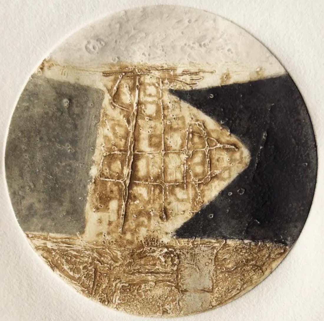 James Coignard, Composition, L'amour du plus lointain, Limited Edition Engraving: Engraving on velin papier a la cuve du Moulin Richard de Bas paper. Paper size: 15.55 x 11.22 inches. Excellent condition. Unsigned and unnumbered, as issued. Notes: From the folio, L'amour du plus lo