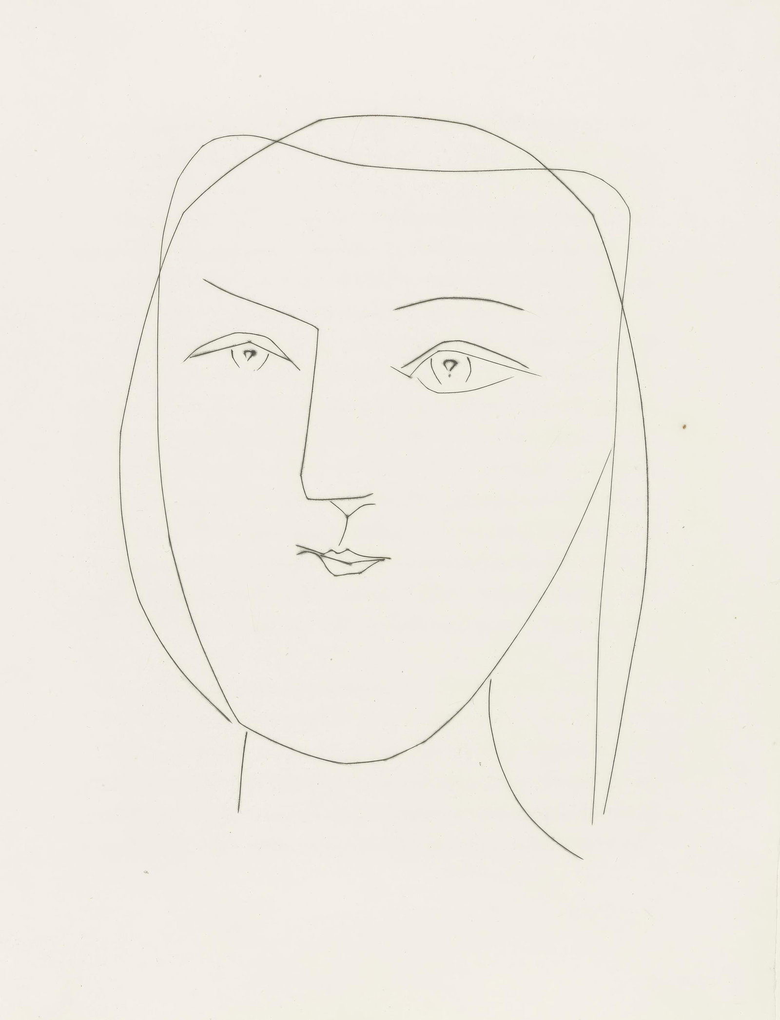 Pablo Picasso, Untitled, from Carmen, Limited Edition Engraving, 1949: This exquisite engraving by Pablo Picasso (1881-1973), titled Sans titre (Untitled), from the folio Picasso, Carmen (Picasso, Carmen), originates from the 1949 edition published by La Bibliotheque Fra