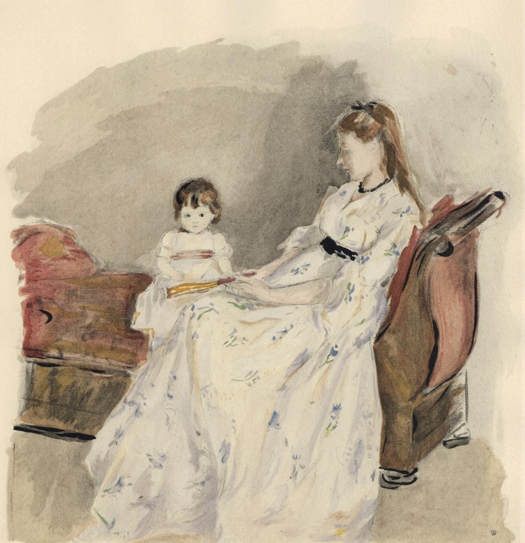 Berthe Morisot, Jeune Femme et Enfant sur un canape (Mme Pontillon et sa fille), Berthe Morisot (1 of 4)